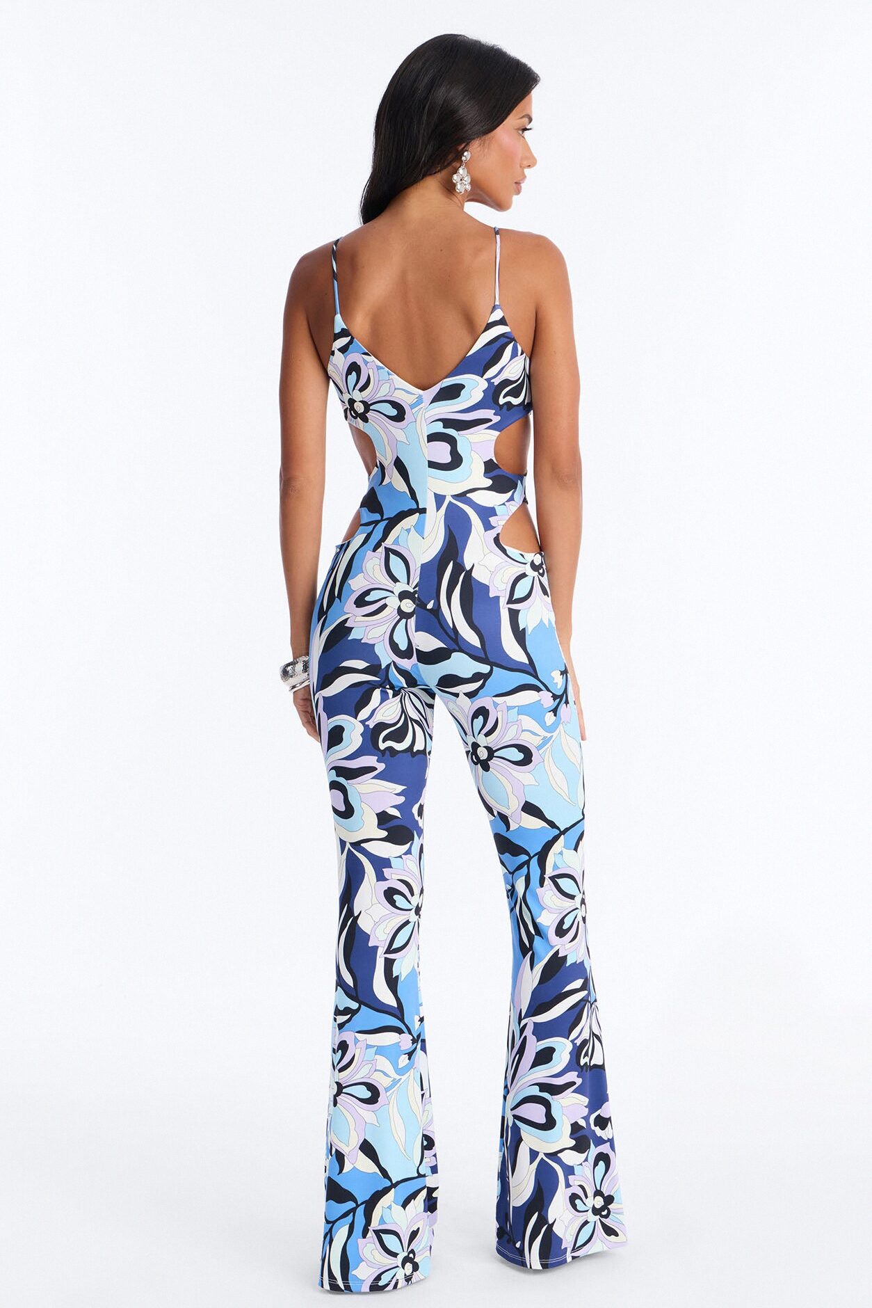Zarah Cut Out Flare Jumpsuit - Blue