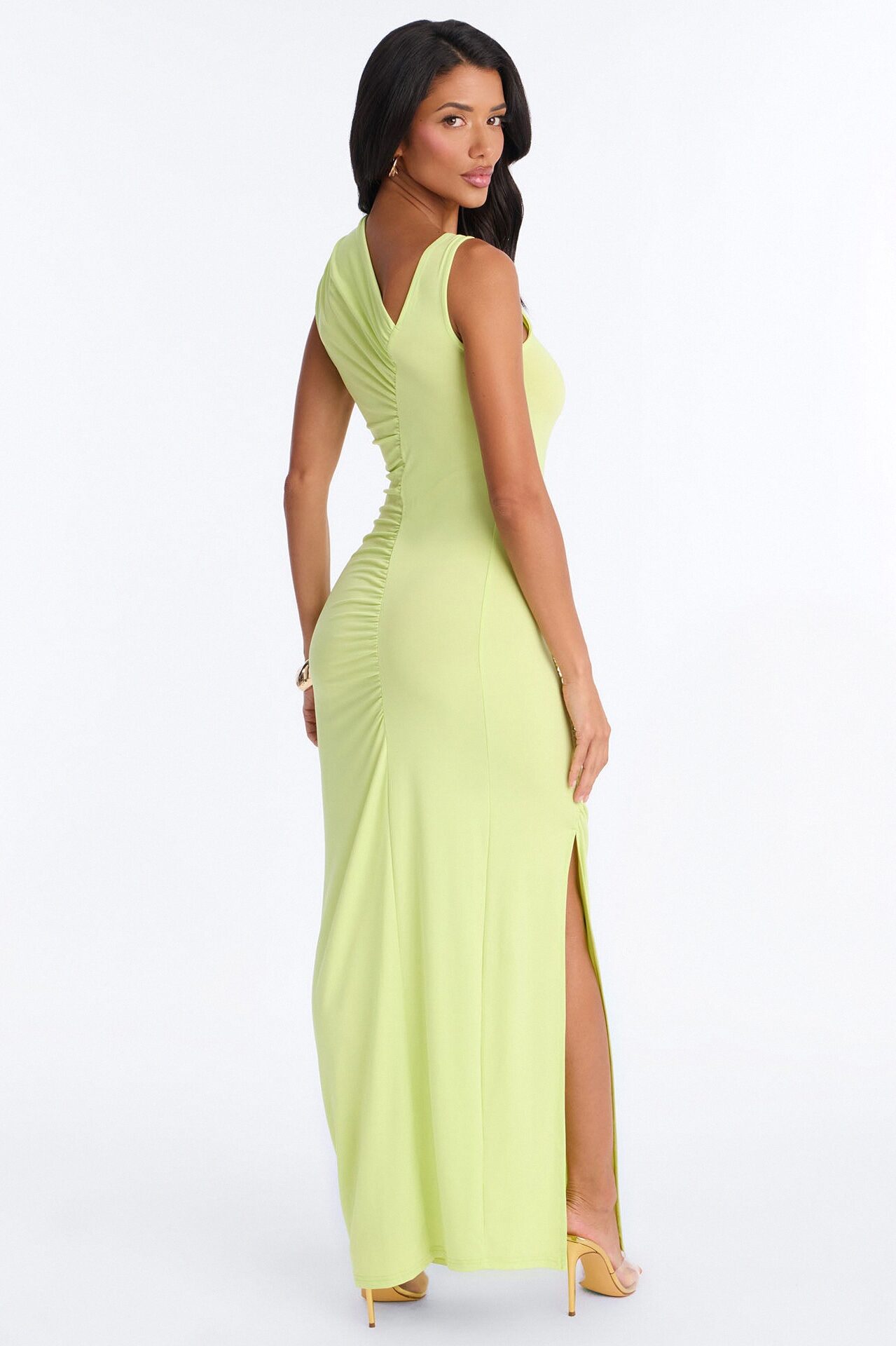 Analise Asymmetrical Maxi Dress - Chartreuse
