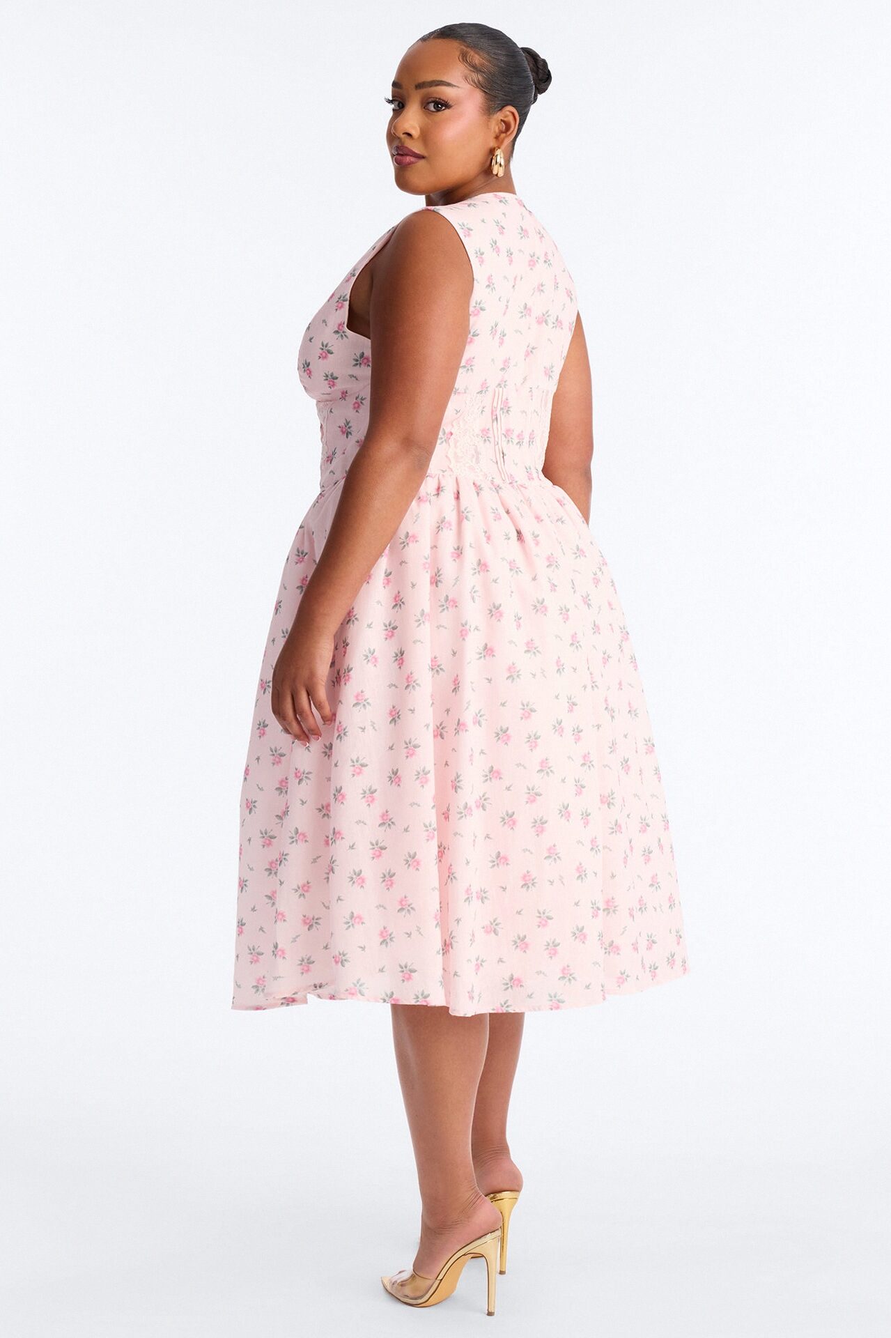Harlow Floral Midi Dress - Pink