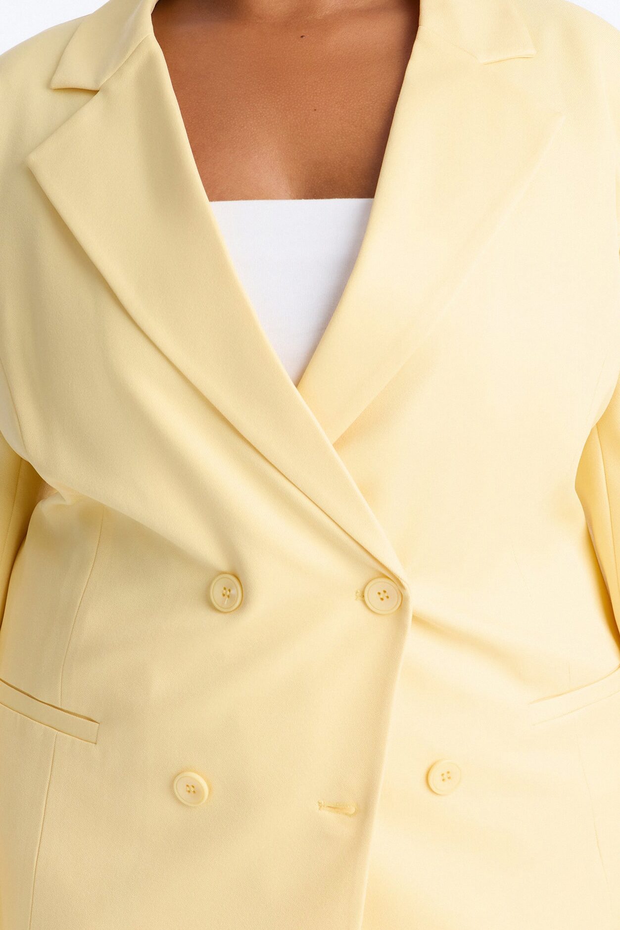 Big Goals Double Breasted Oversized Blazer - Butter Yellow