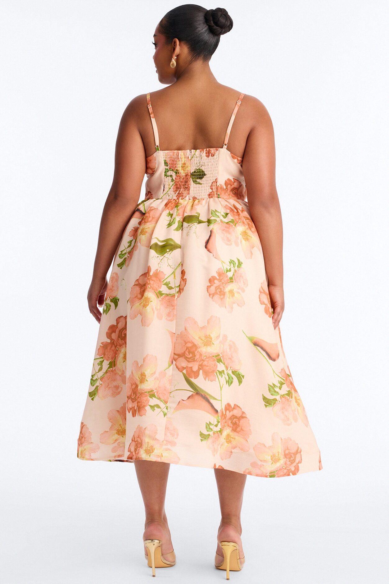 Aria Pleated Floral Midi Dress - Pink