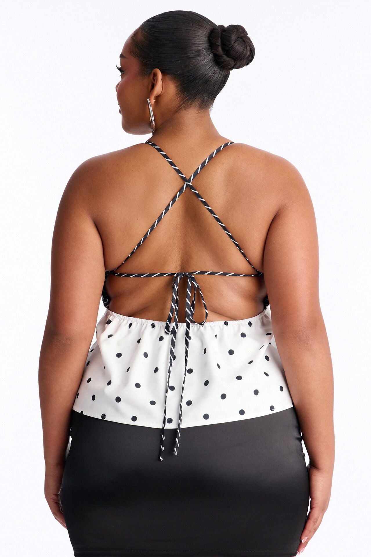 Summer Sparkle Polka Dot Babydoll Top - Black/combo