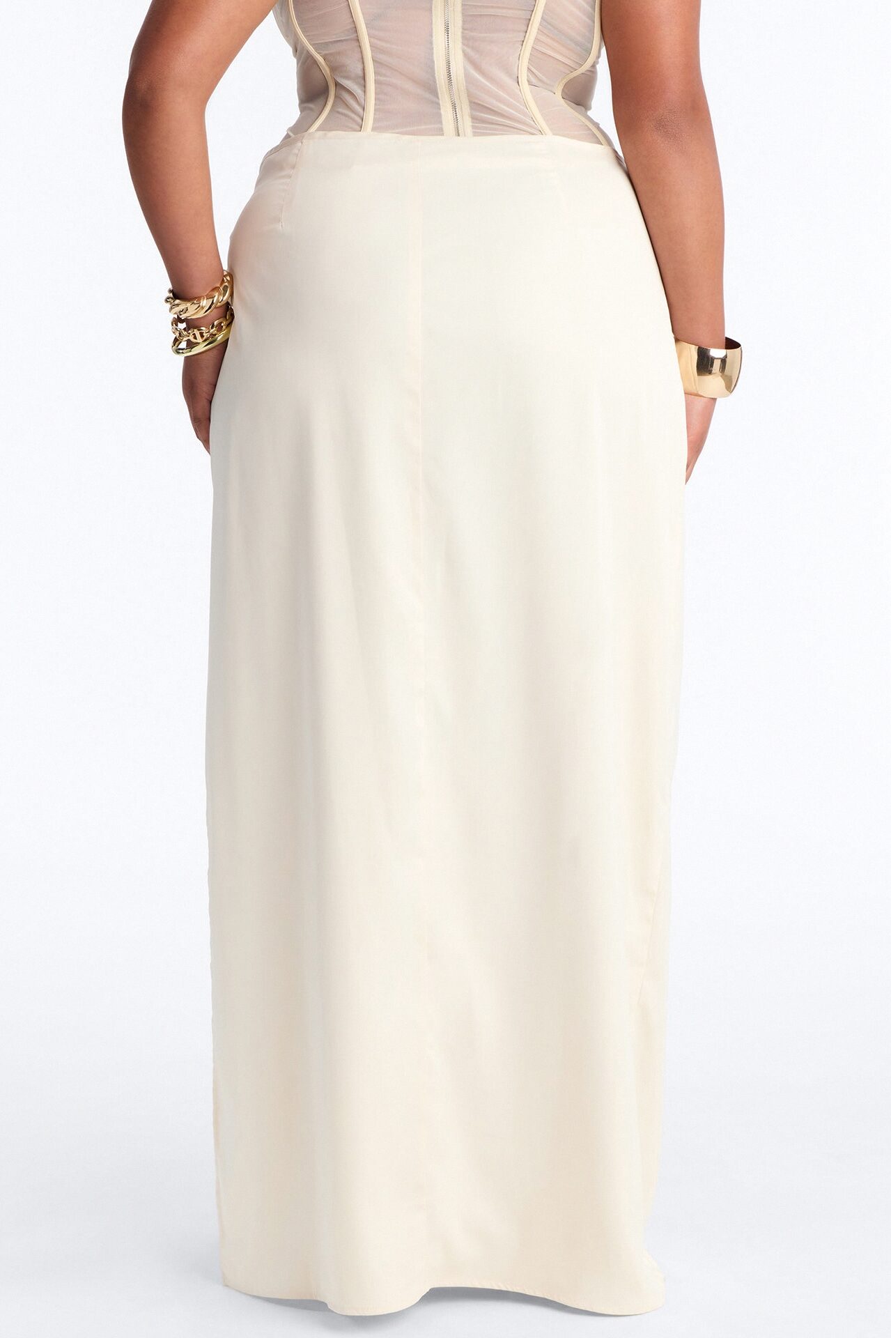 Phoebe Satin Wrap Maxi Skirt - Ivory