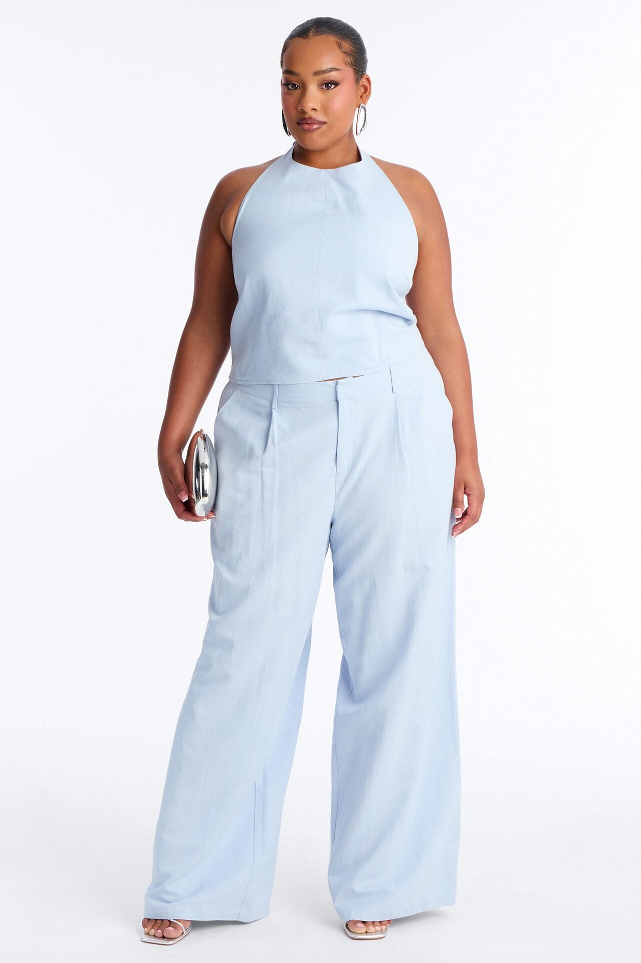 Ocean Breeze Linen Low Rise Pant 33″ - Dusty Blue