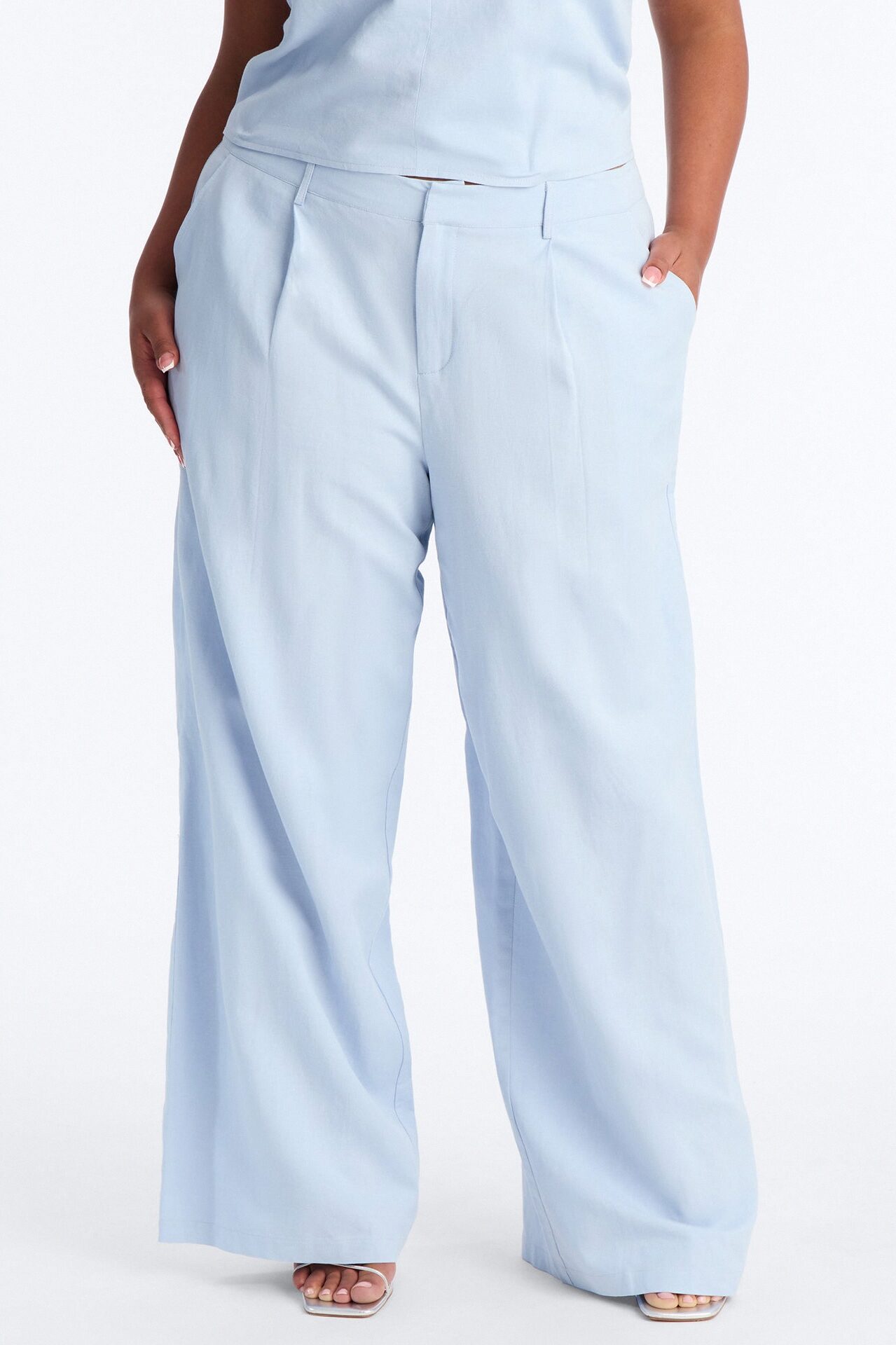 Ocean Breeze Linen Low Rise Pant 33″ - Dusty Blue