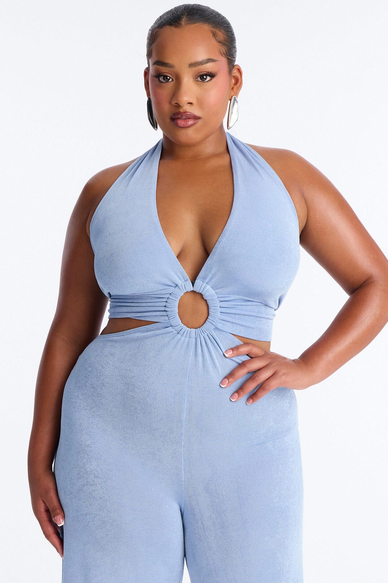 Full Effect Slinky Jumpsuit - Blue