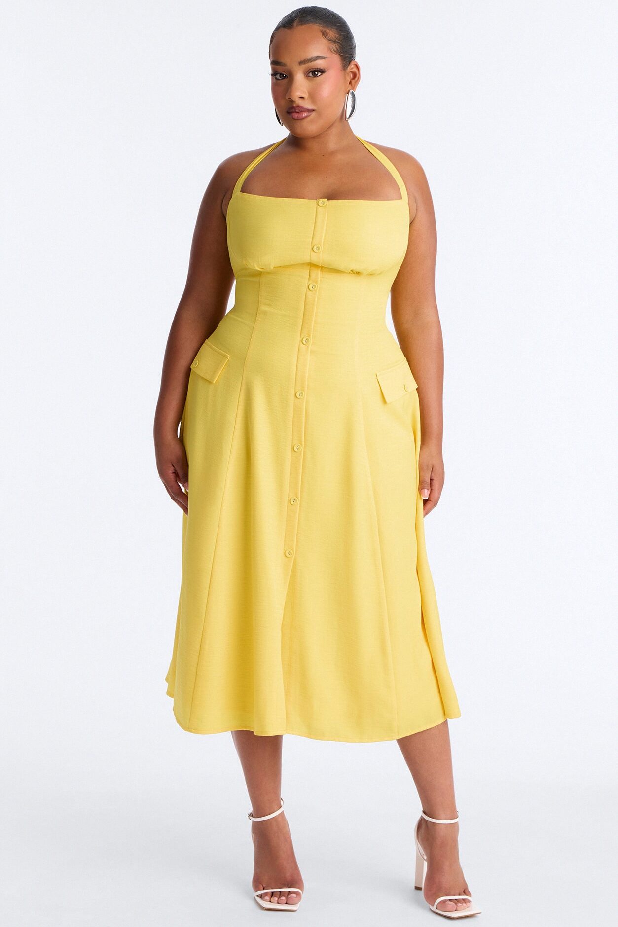 Christine Halter Midi Dress - Yellow