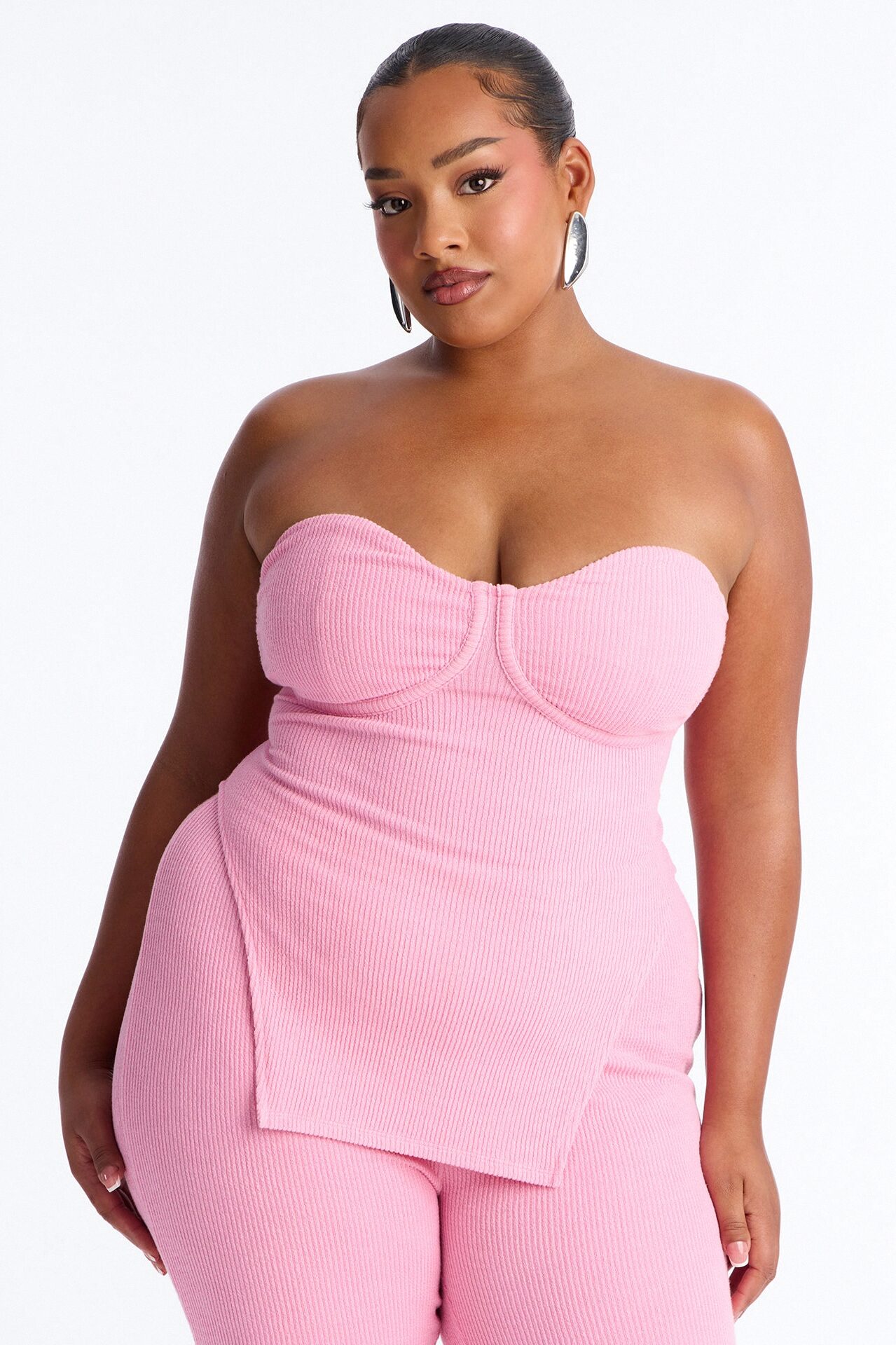 Call My Name Ribbed Pant Set - Pink