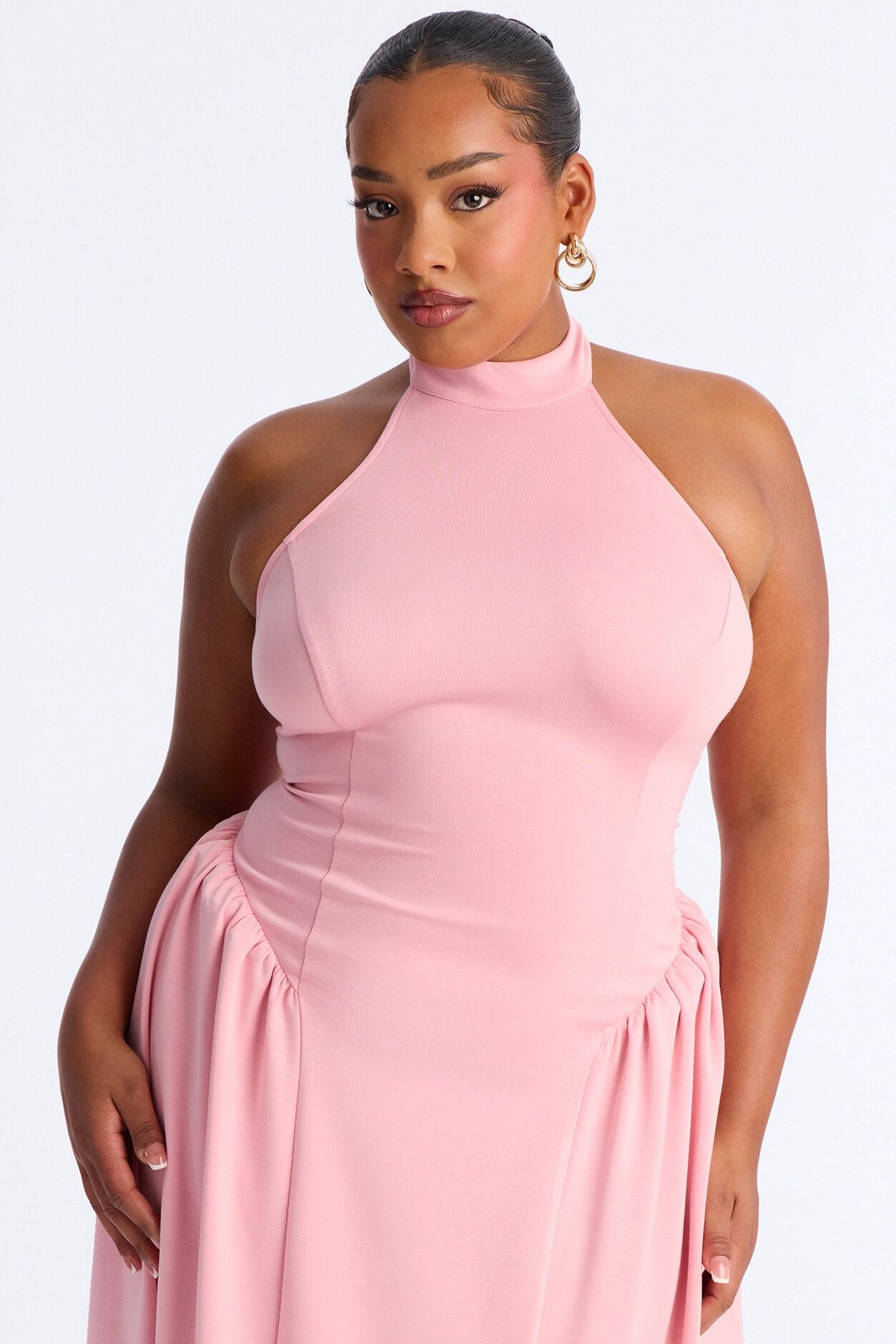 Freya Backless Halter Gown - Pink