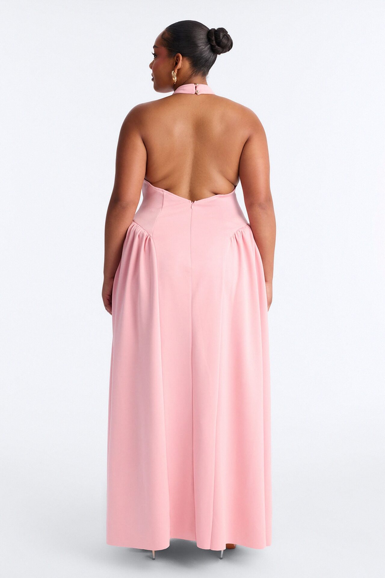 Freya Backless Halter Gown - Pink
