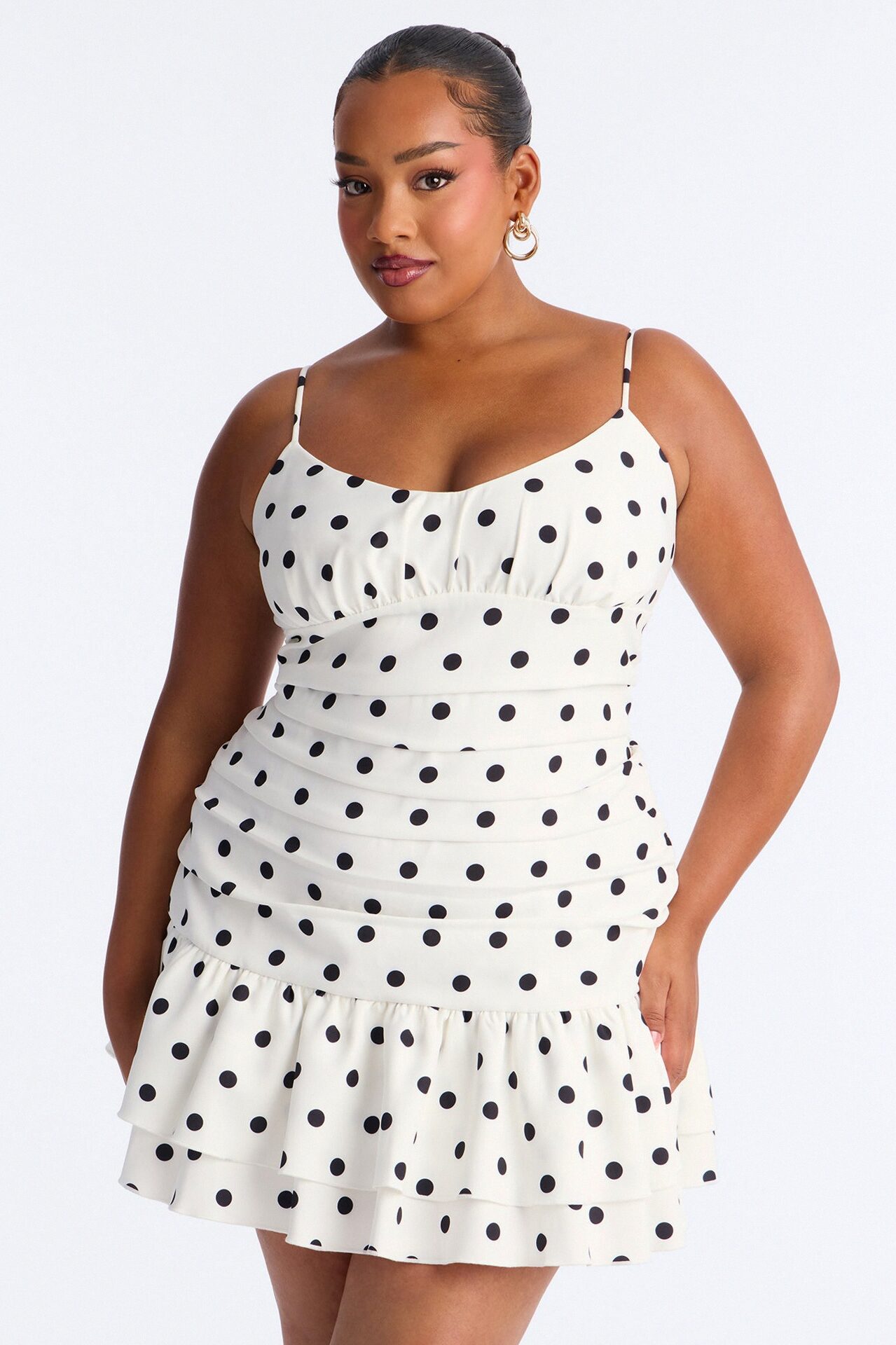 Devin Polka Dot Bubble Mini Dress - White/Black