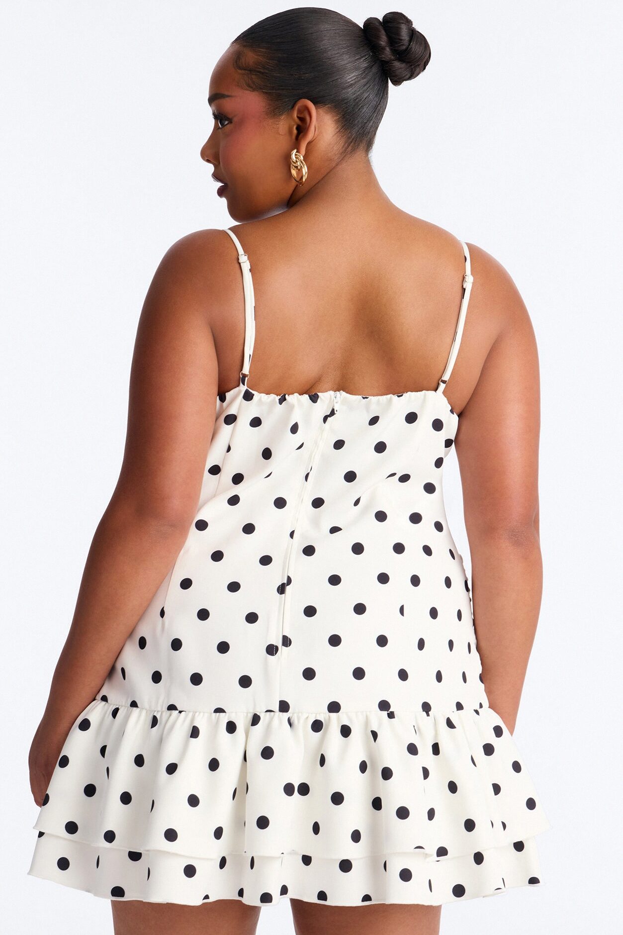 Devin Polka Dot Bubble Mini Dress - White/Black