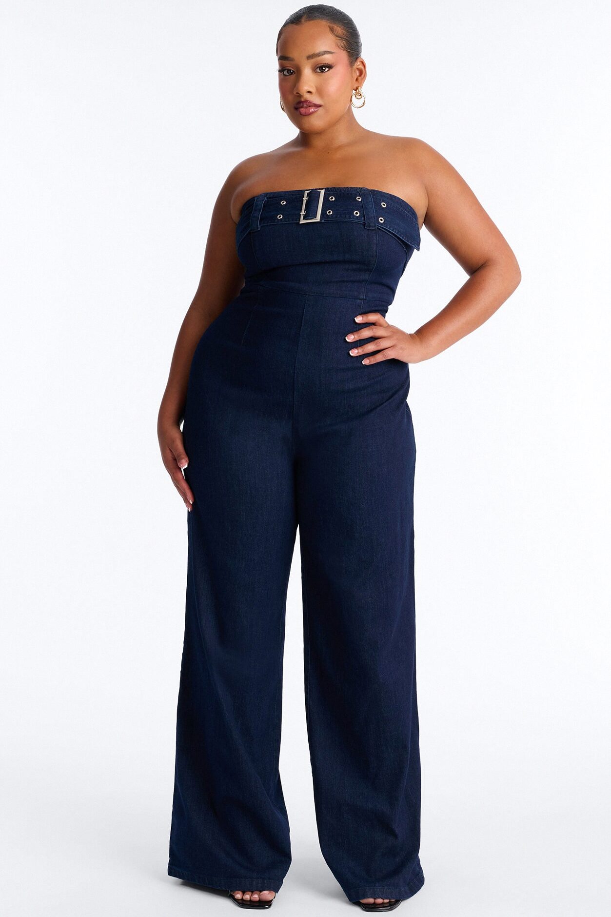Marie Denim Belted Jumpsuit - Dark Wash
