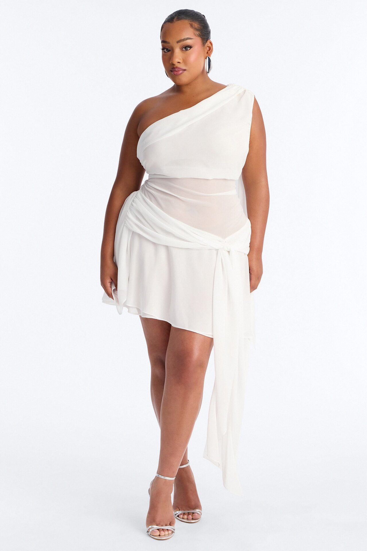 Alessia Draped Chiffon Mini Dress - White