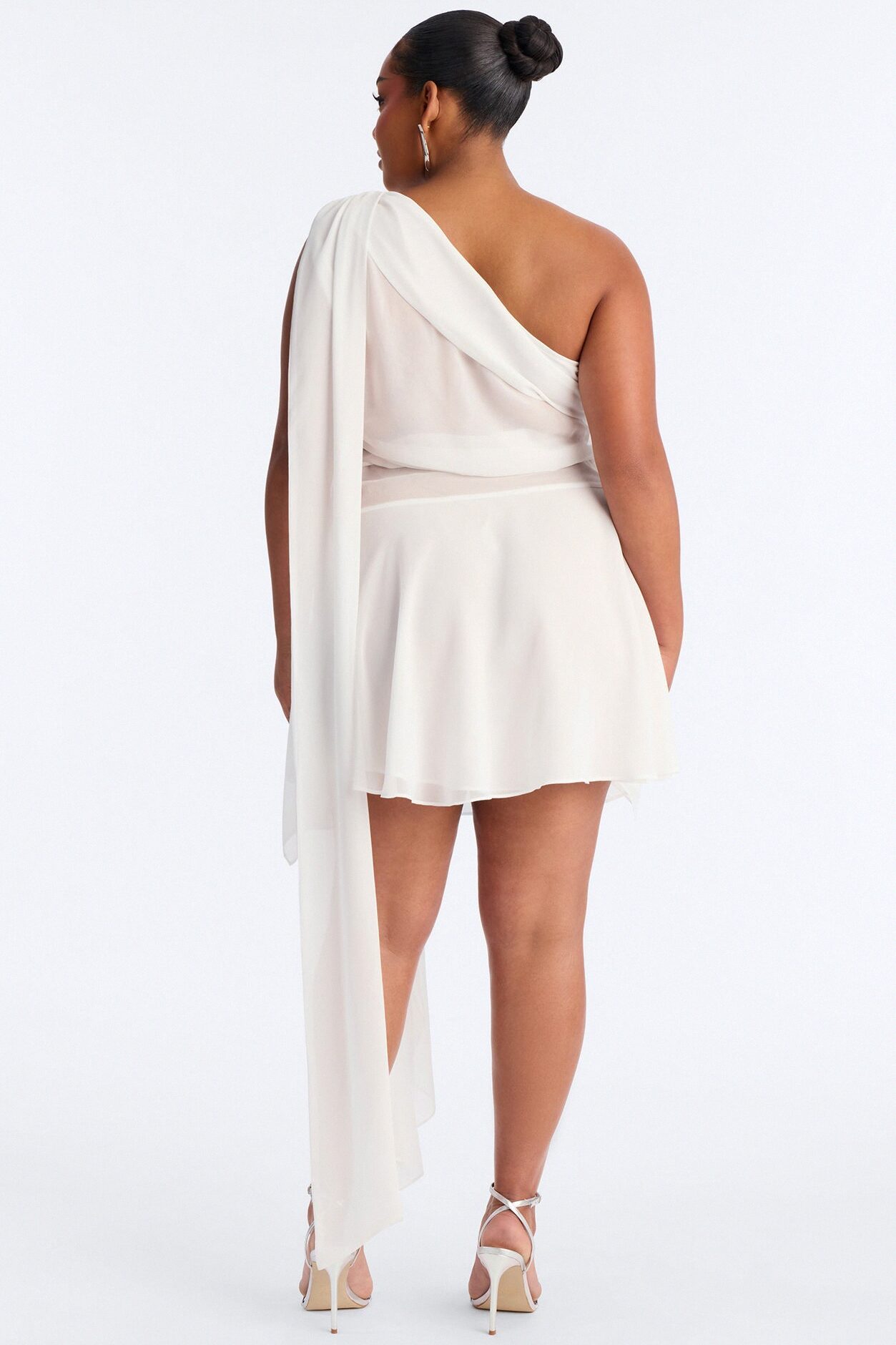 Alessia Draped Chiffon Mini Dress - White