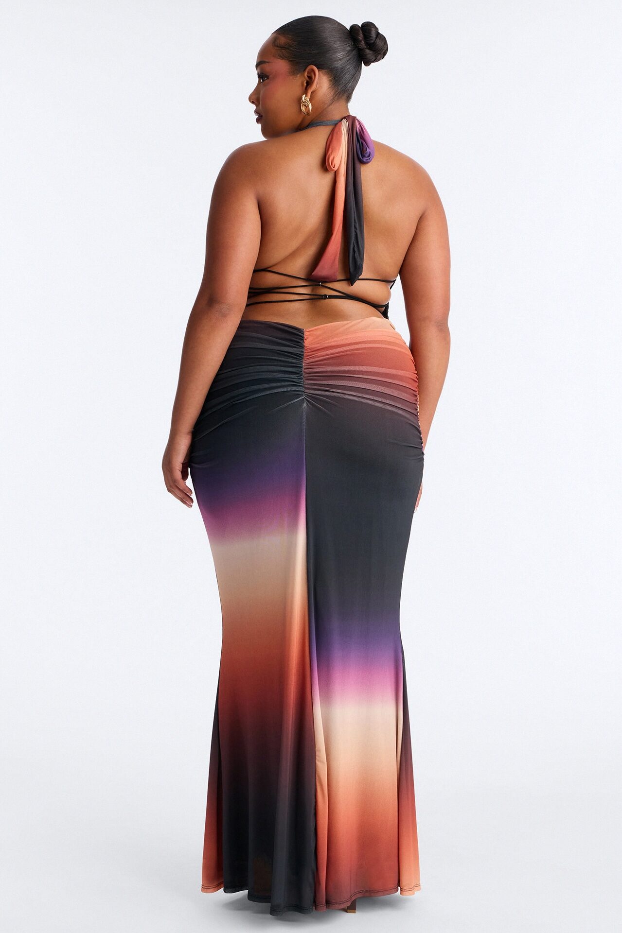On Repeat Ombre Mesh Maxi Dress - Black/combo