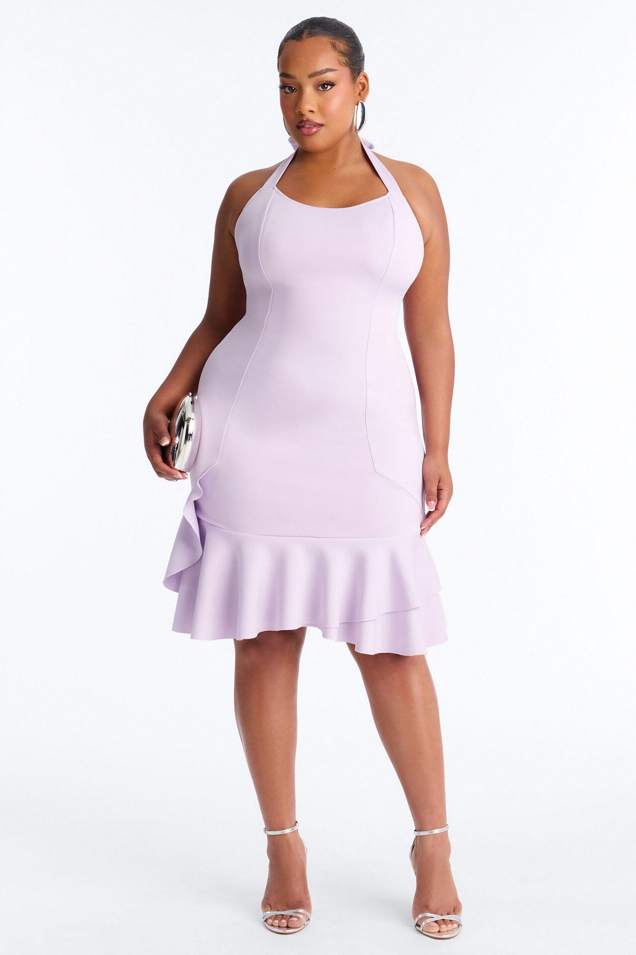 Harlow Ruffle Mermaid Midi Dress - Lavender