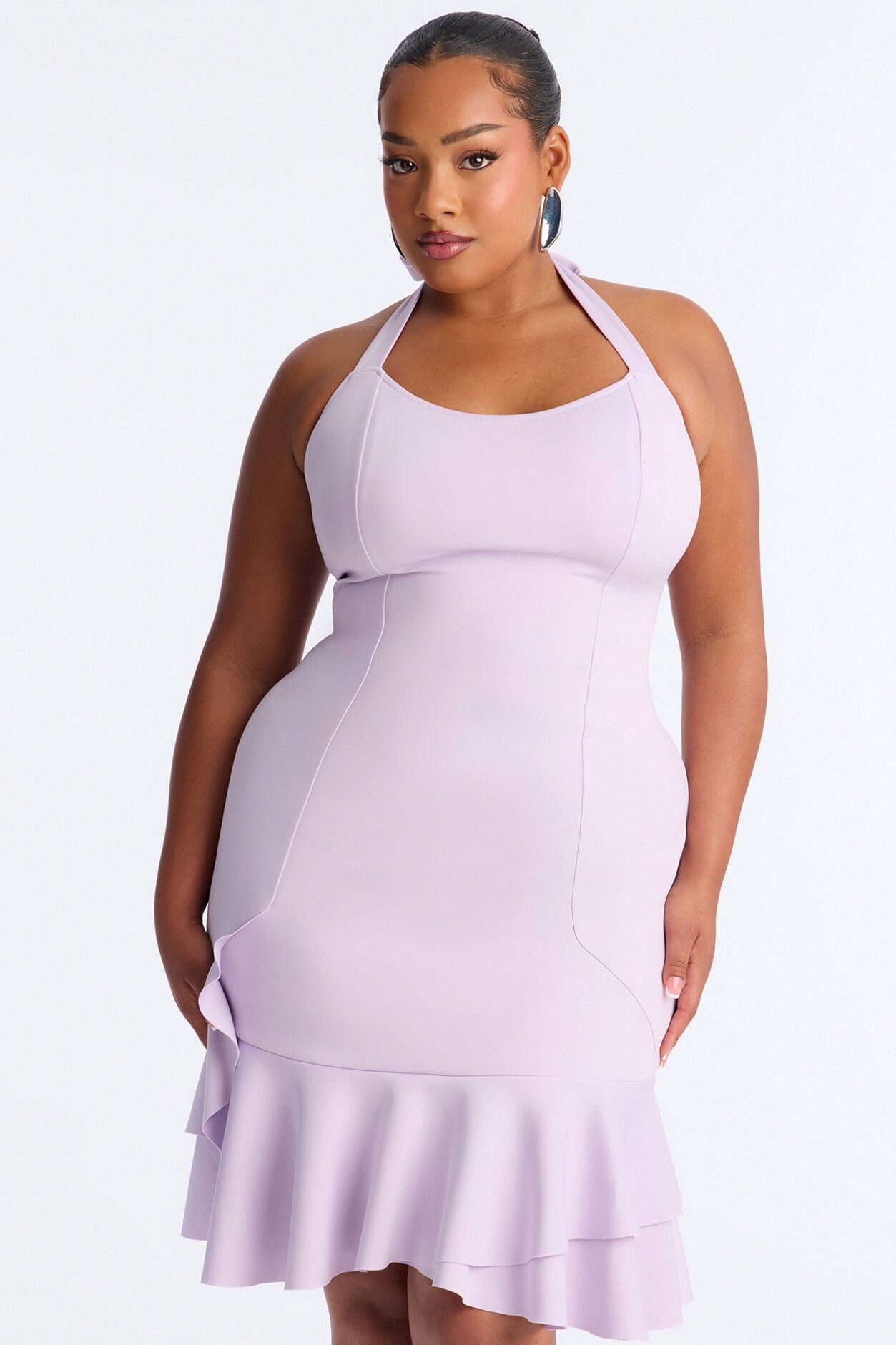 Harlow Ruffle Mermaid Midi Dress - Lavender