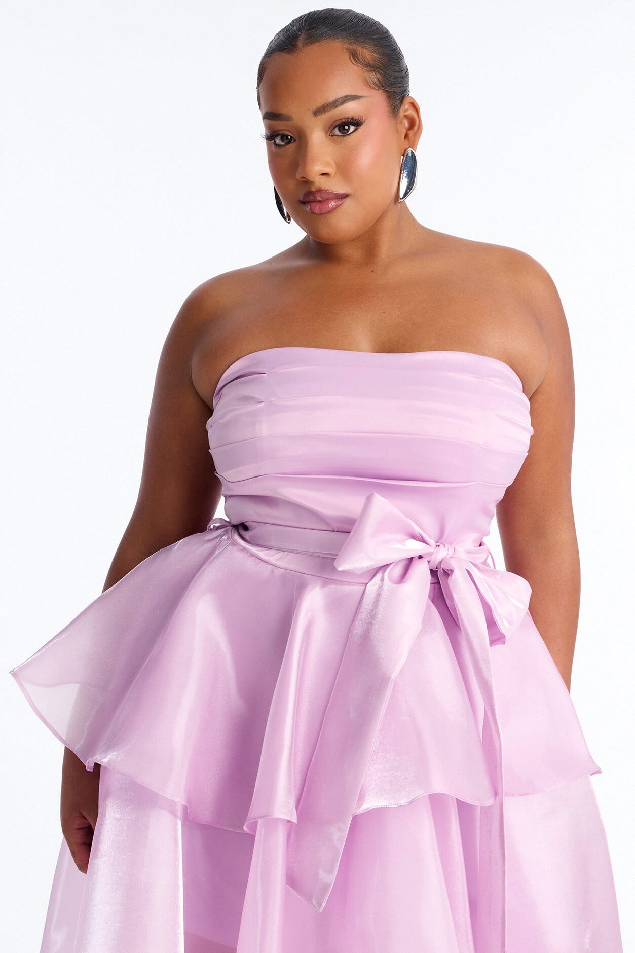 Hanna Ruffle Organza Midi Dress - Lavender