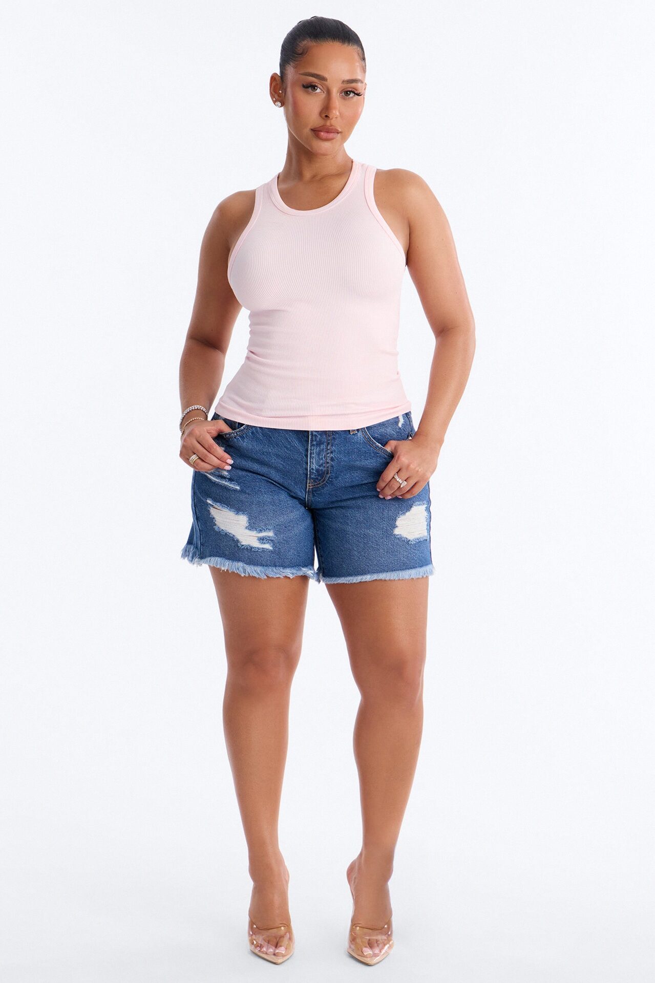 Bella Seamless Basic Tank Top - Pink