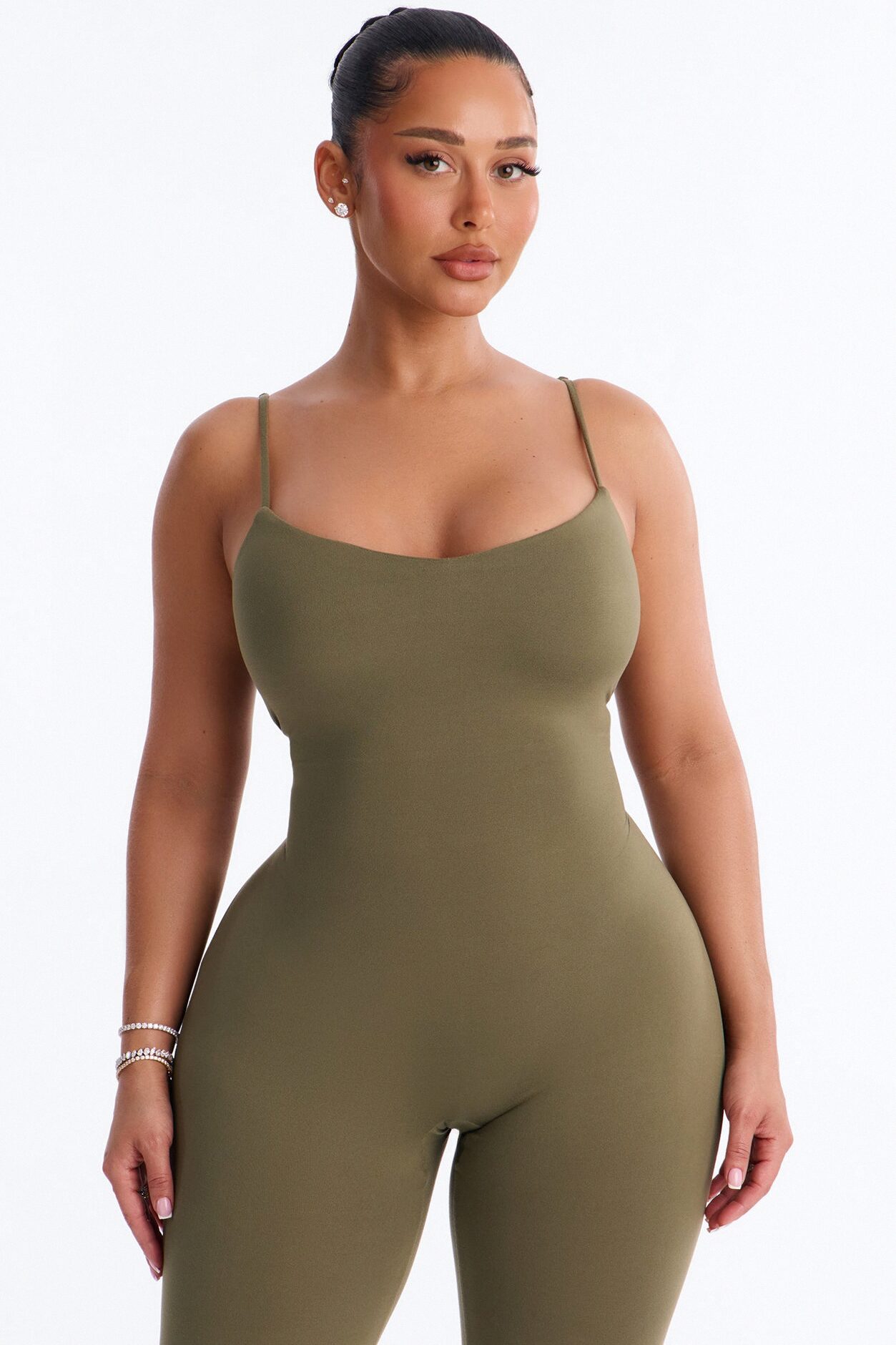 Marina Built In Bra Cami Catsuit - Olive