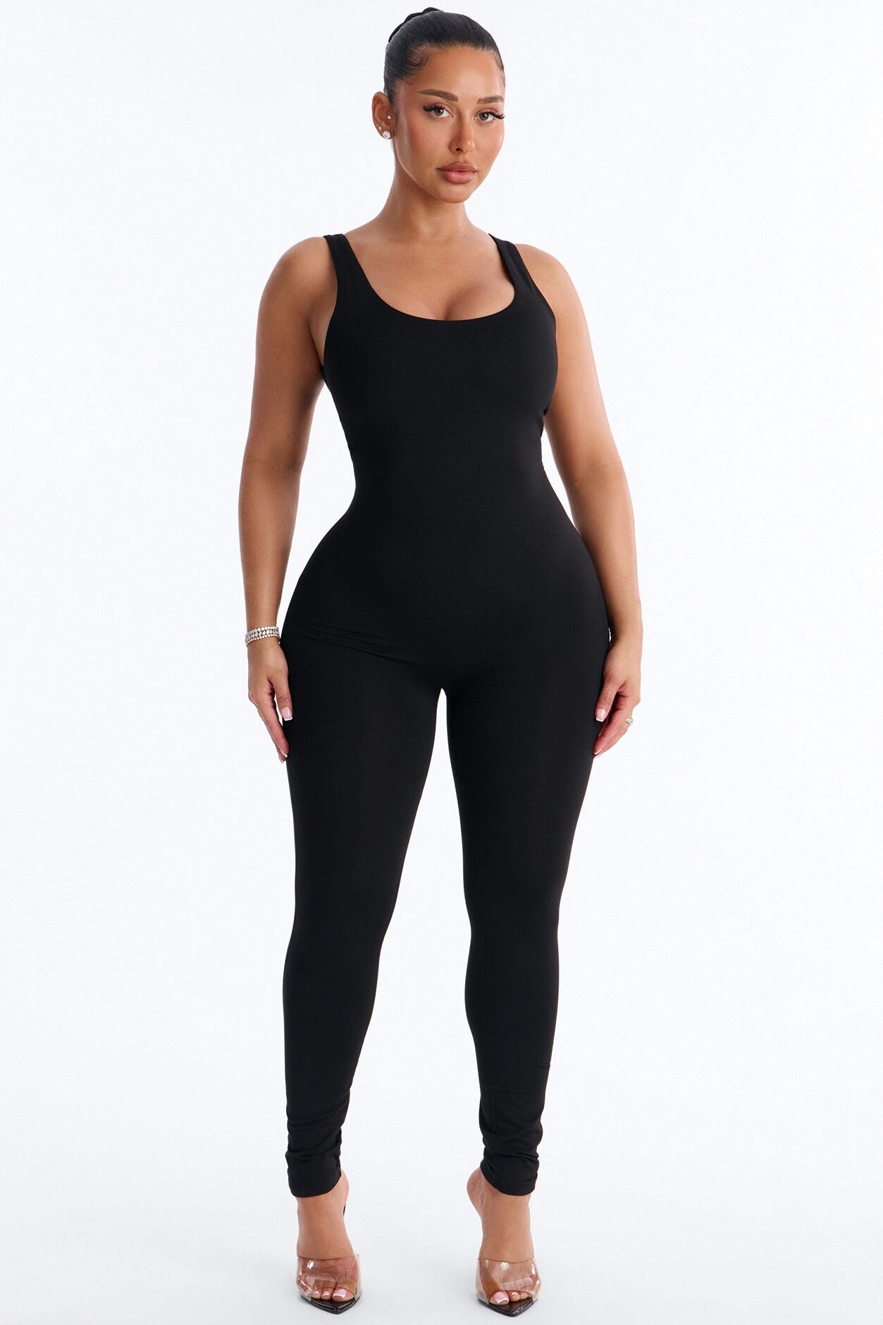 Malia Built In Bra Catsuit - Black