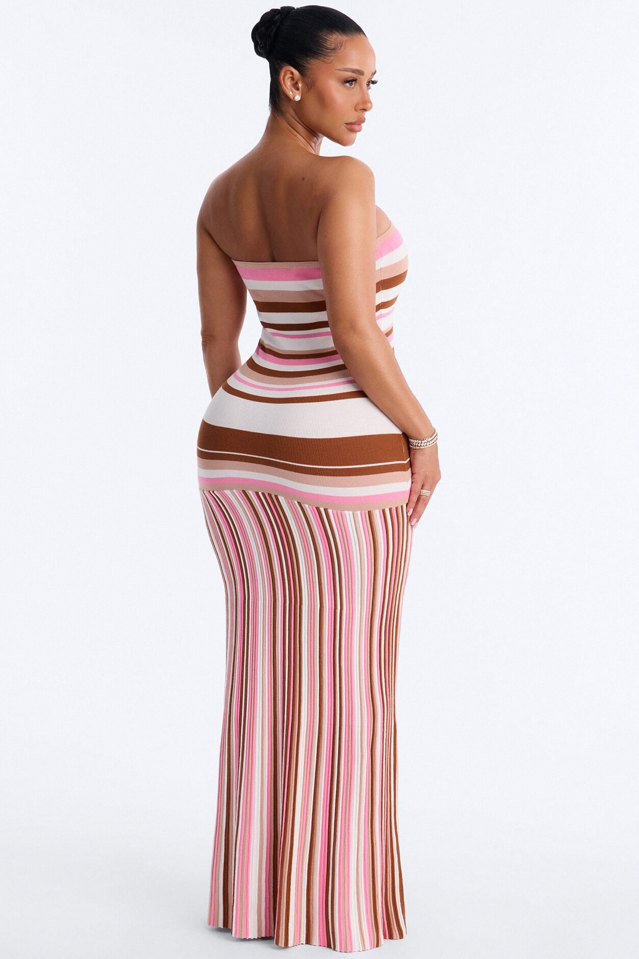 Sweet As Candy Strapless Sweater Maxi Dress - Pink/combo