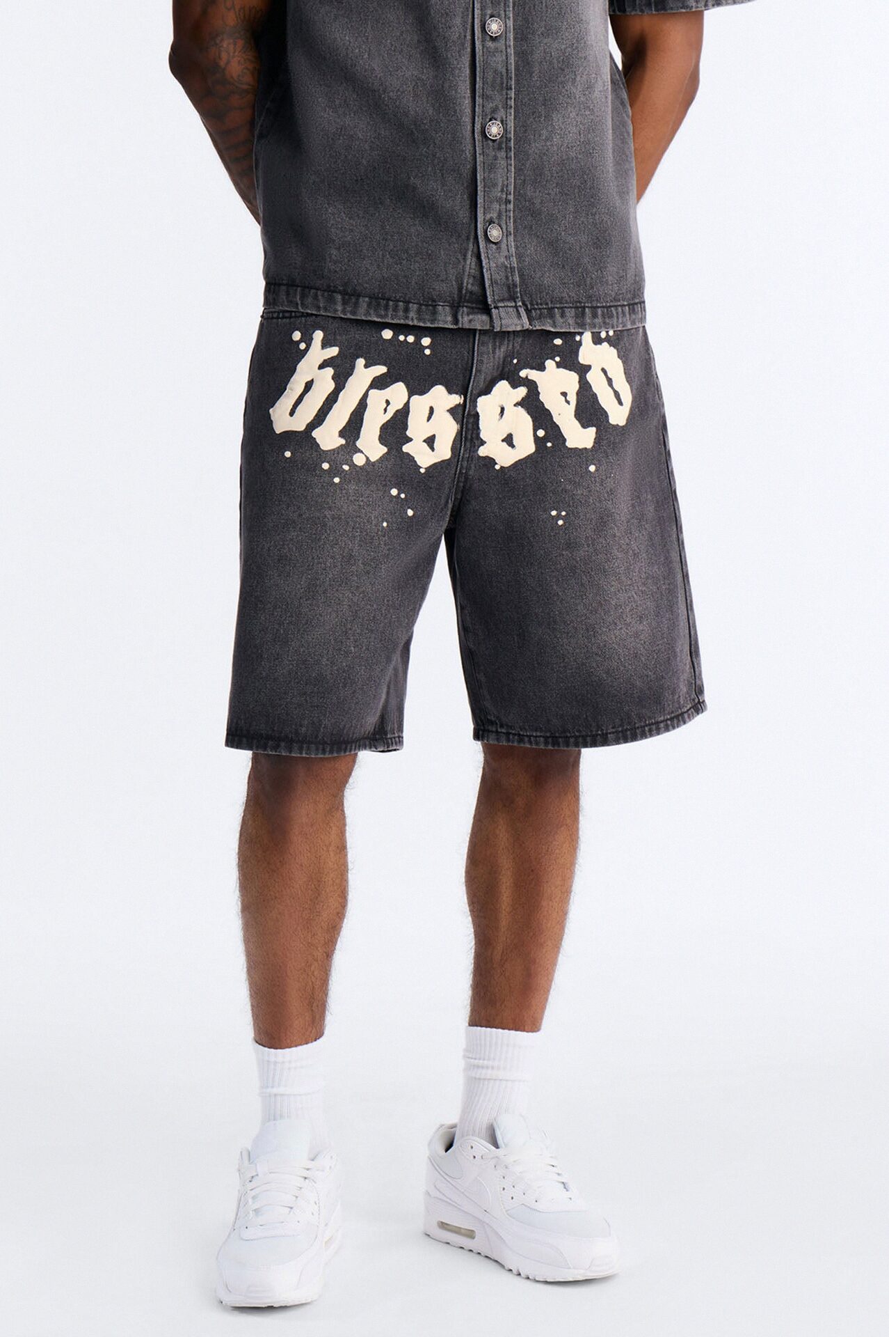 Relaxed Been Blessed Denim Shorts - Black Wash