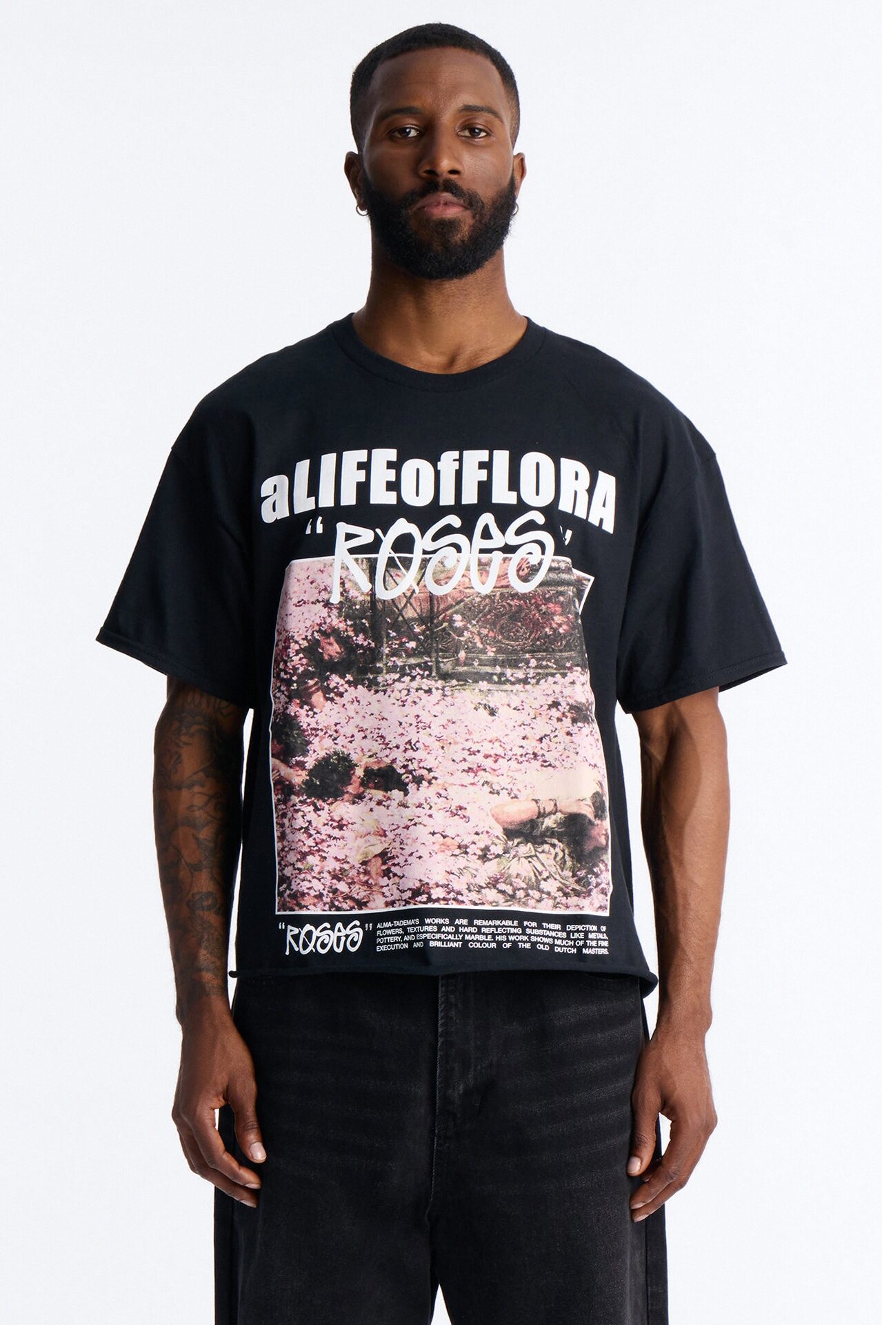 A Life Of Flora Oversized Short Sleeve Tee - Black