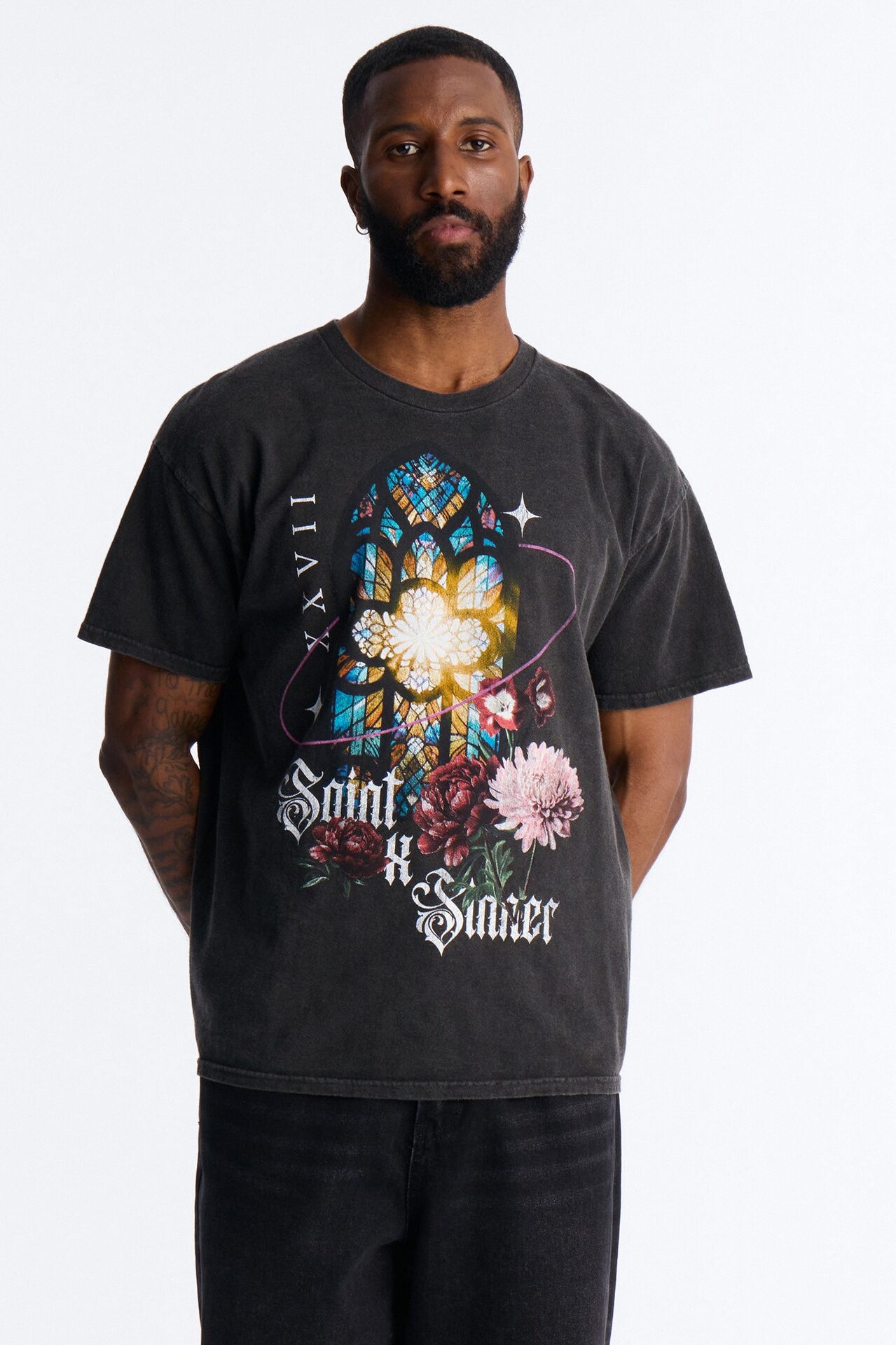 Saint Boquete Vintage Oversized Short Sleeve Tee - Black Wash