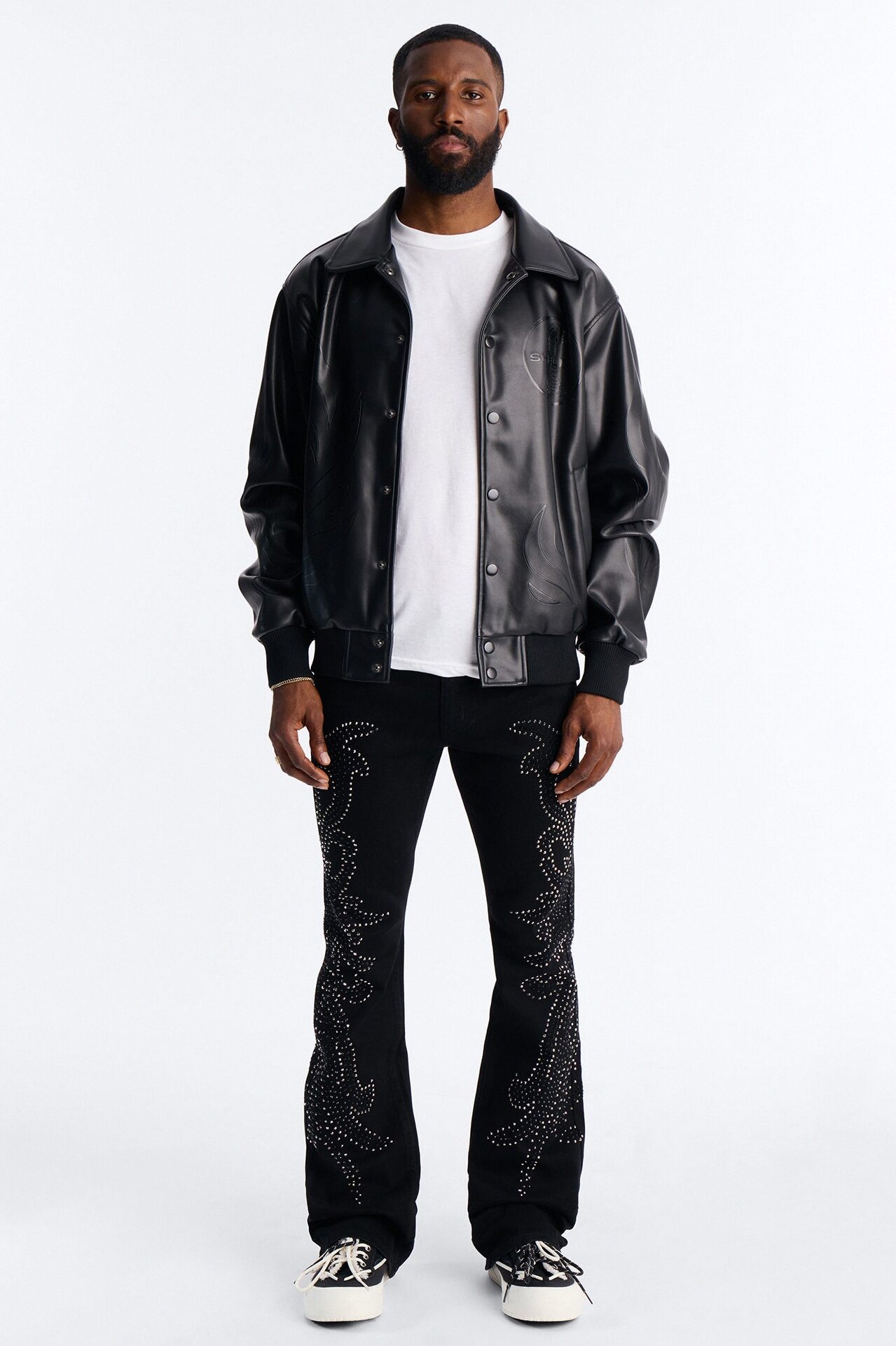 Stacked Skinny Flare Electric Storm Jean - Black