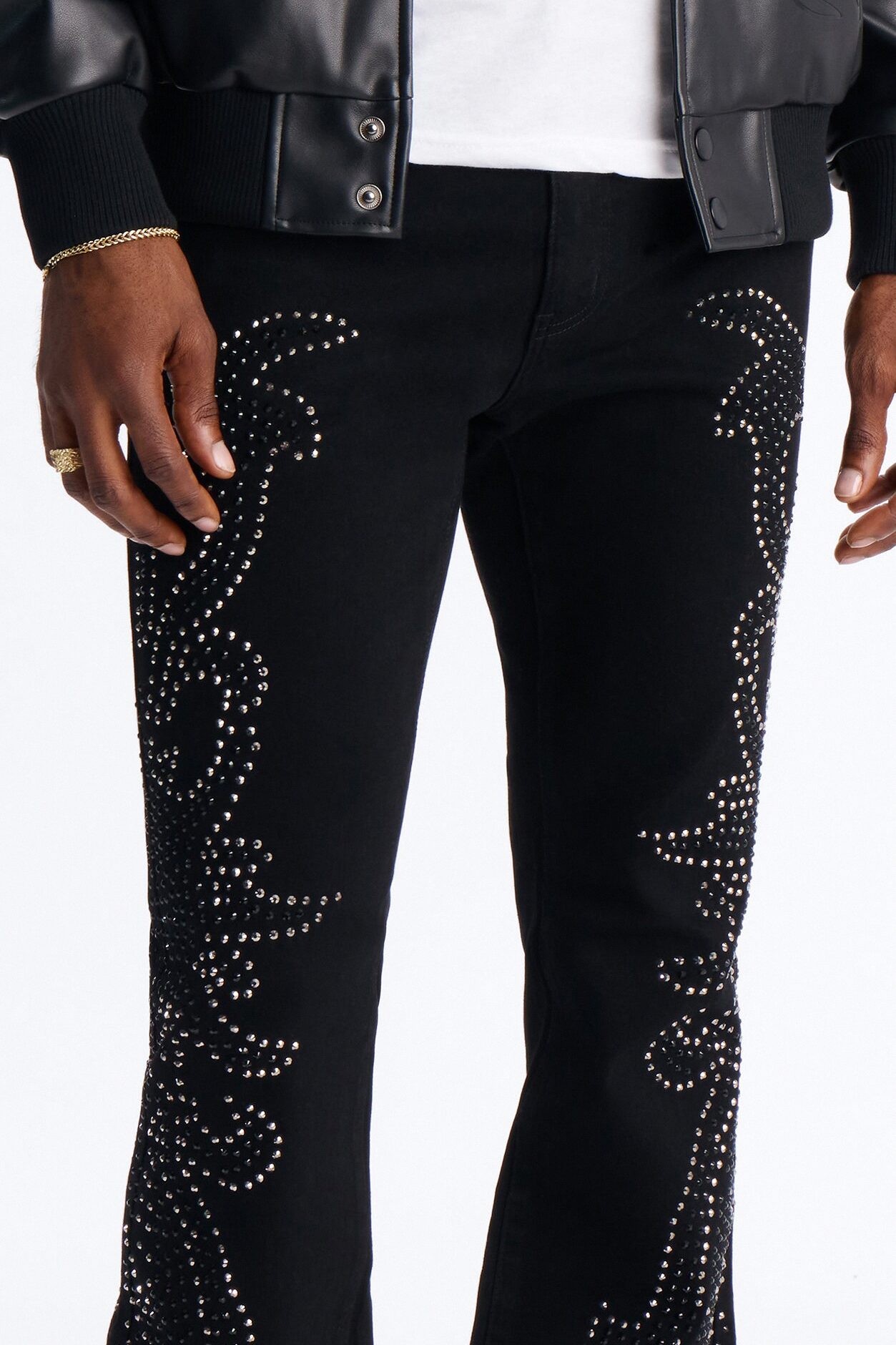 Stacked Skinny Flare Electric Storm Jean - Black