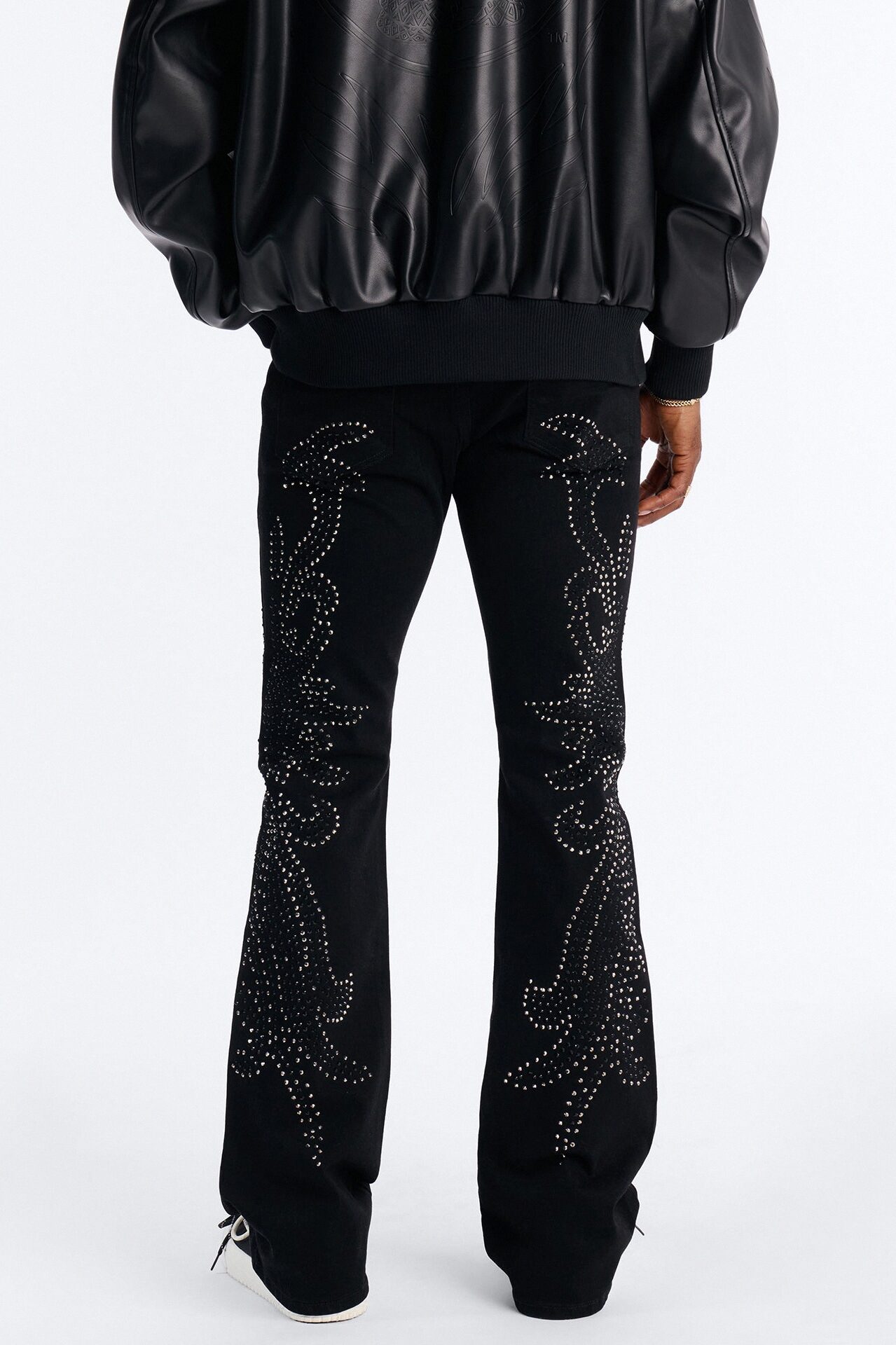 Stacked Skinny Flare Electric Storm Jean - Black