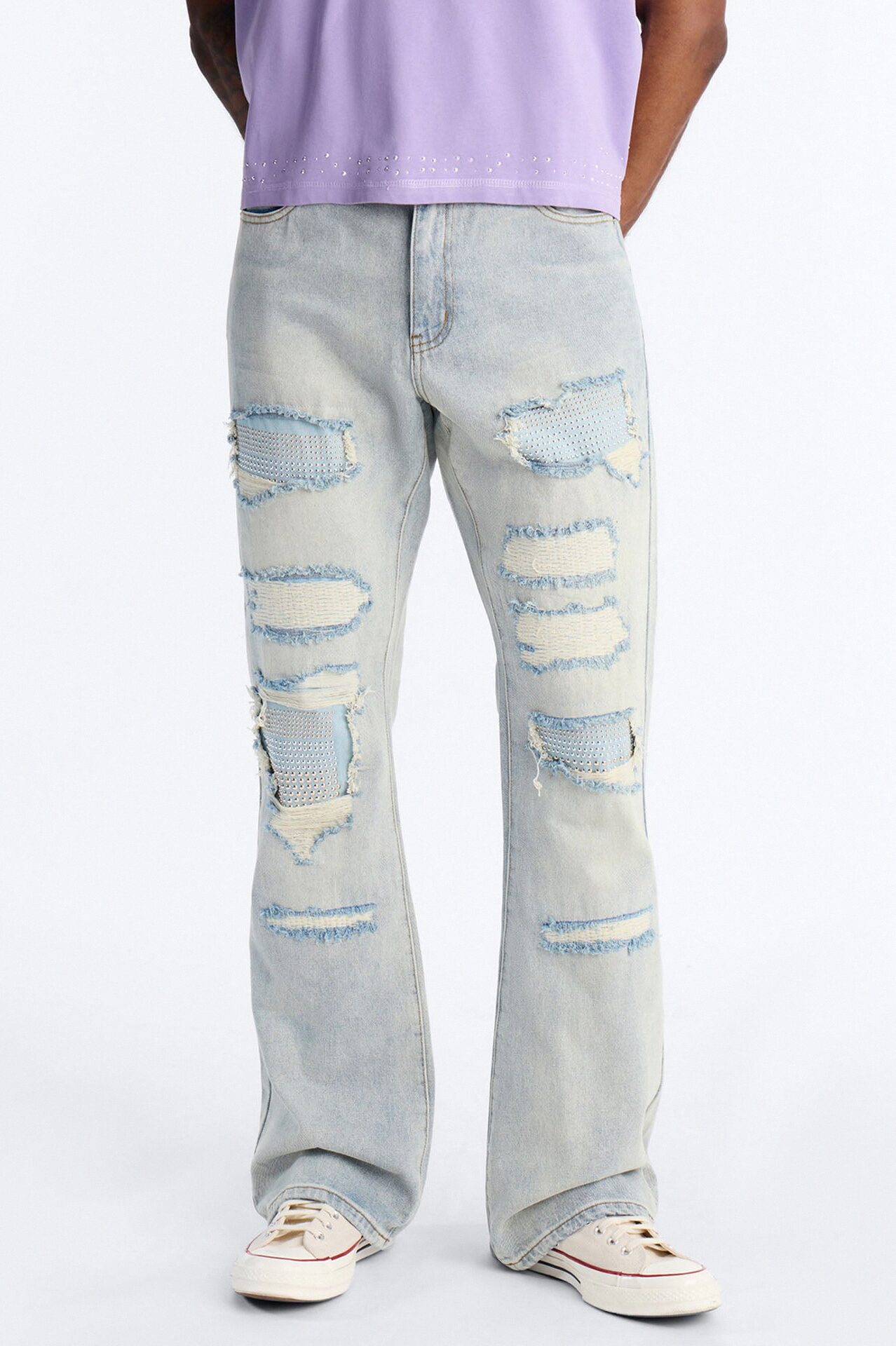 Stacked Slim Flare Stud Havoc Jean - Light Wash