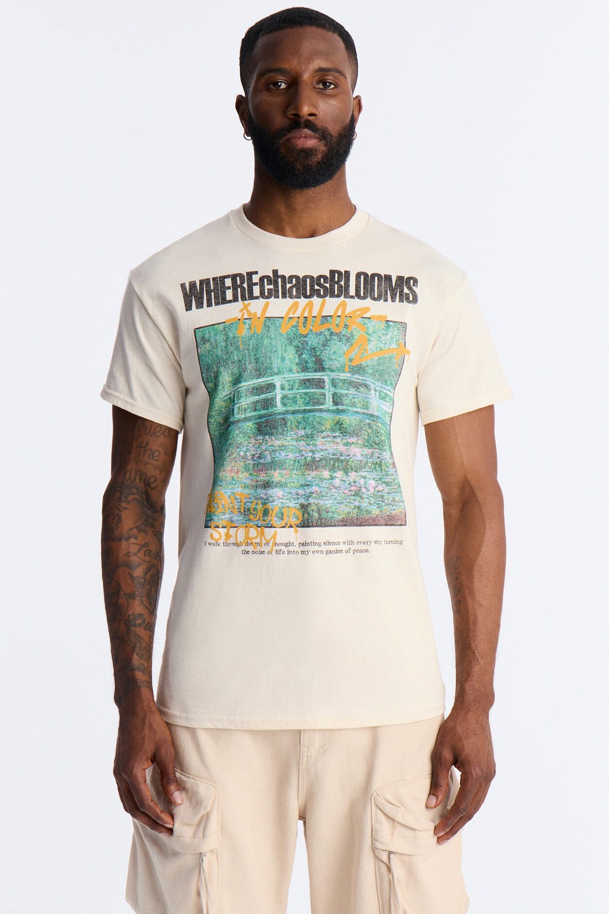 Monet Where Chaos Blooms Short Sleeve Tee - Natural