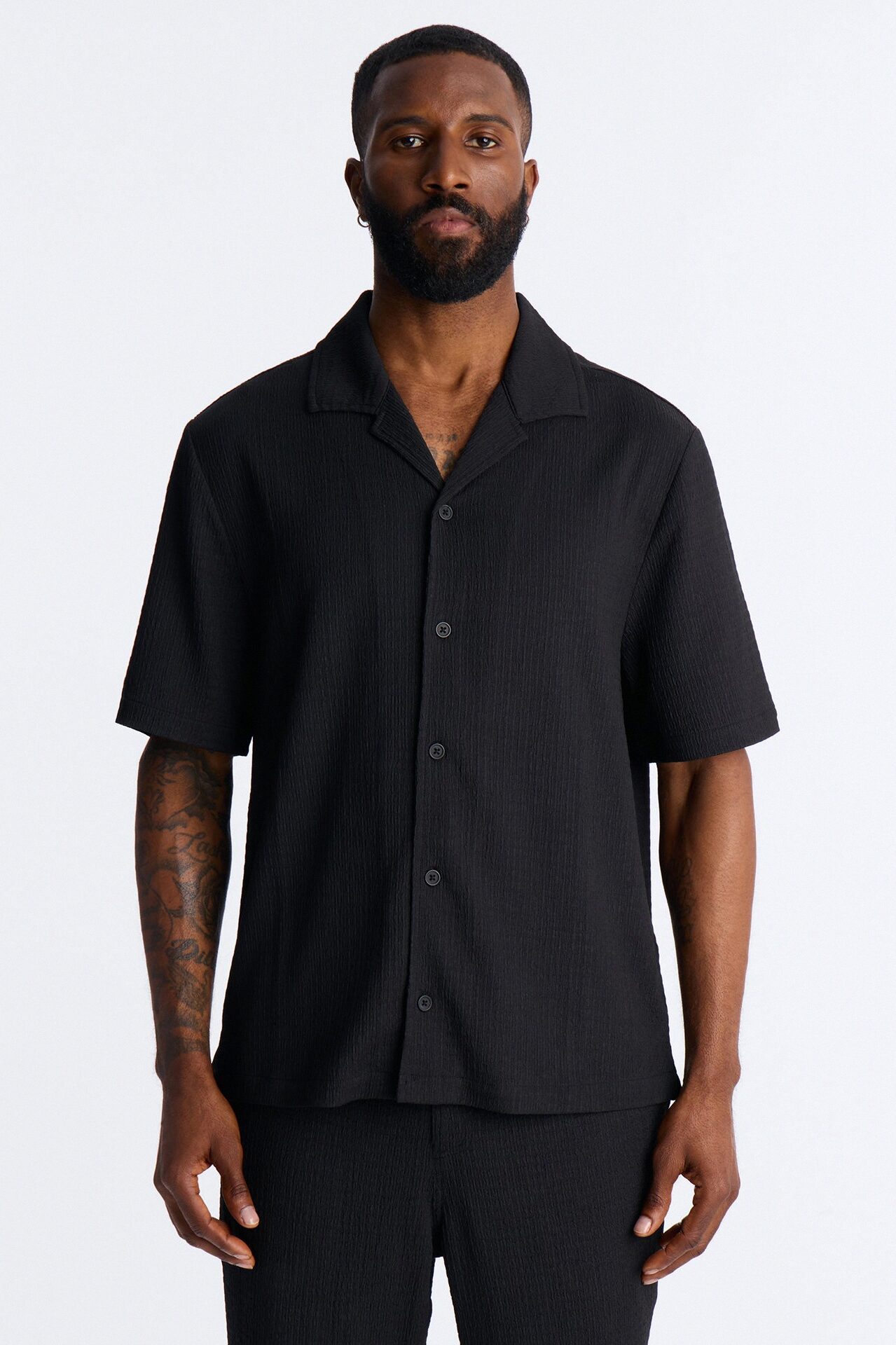 Burton Cuban Collar Button Up Shirt - Black