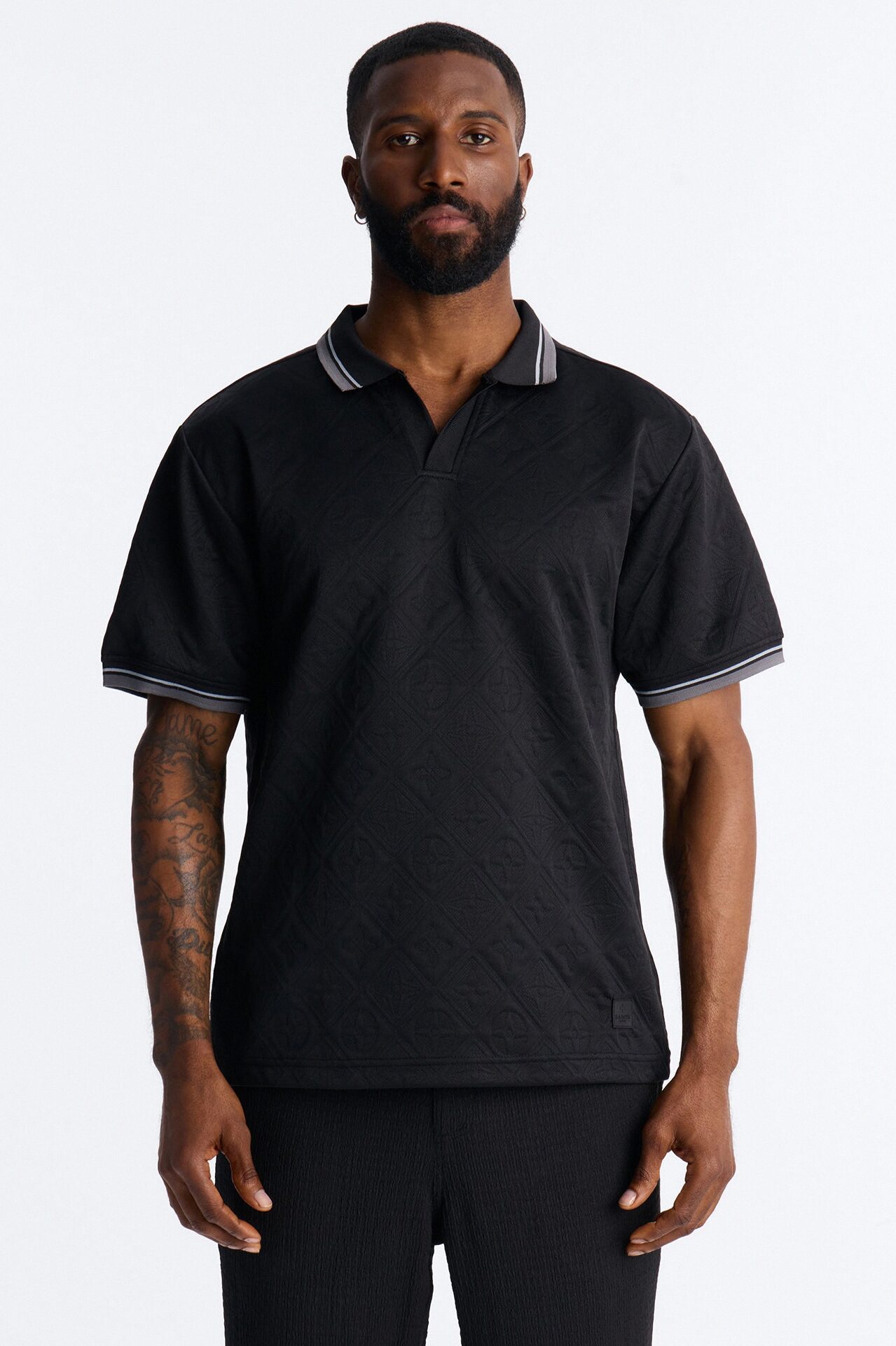 Saints Diamond Star Johnny Collar Polo - Black