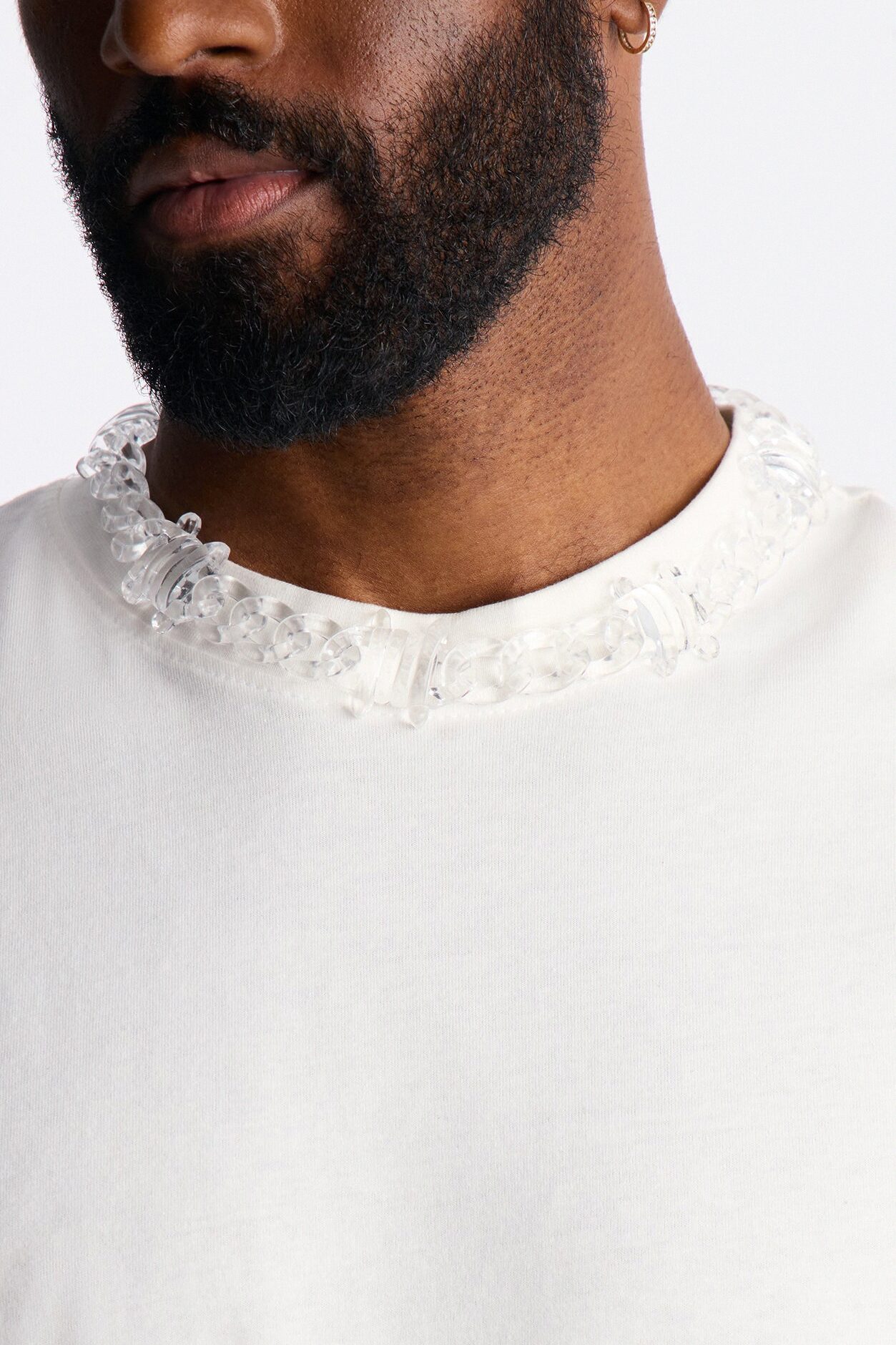 Thick Clear Barbed Wire Cuban Chain Necklace - Clear