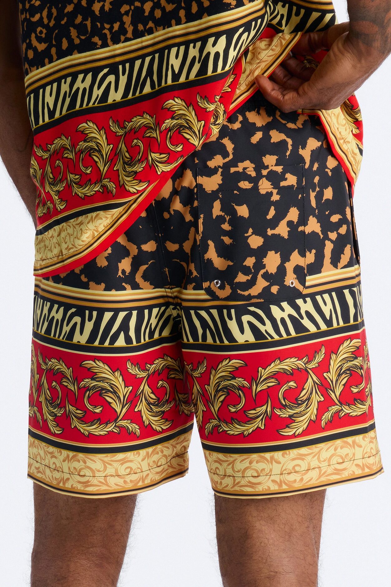 Animal Instincts Paneled Swim Trunk 7″ - Leopard