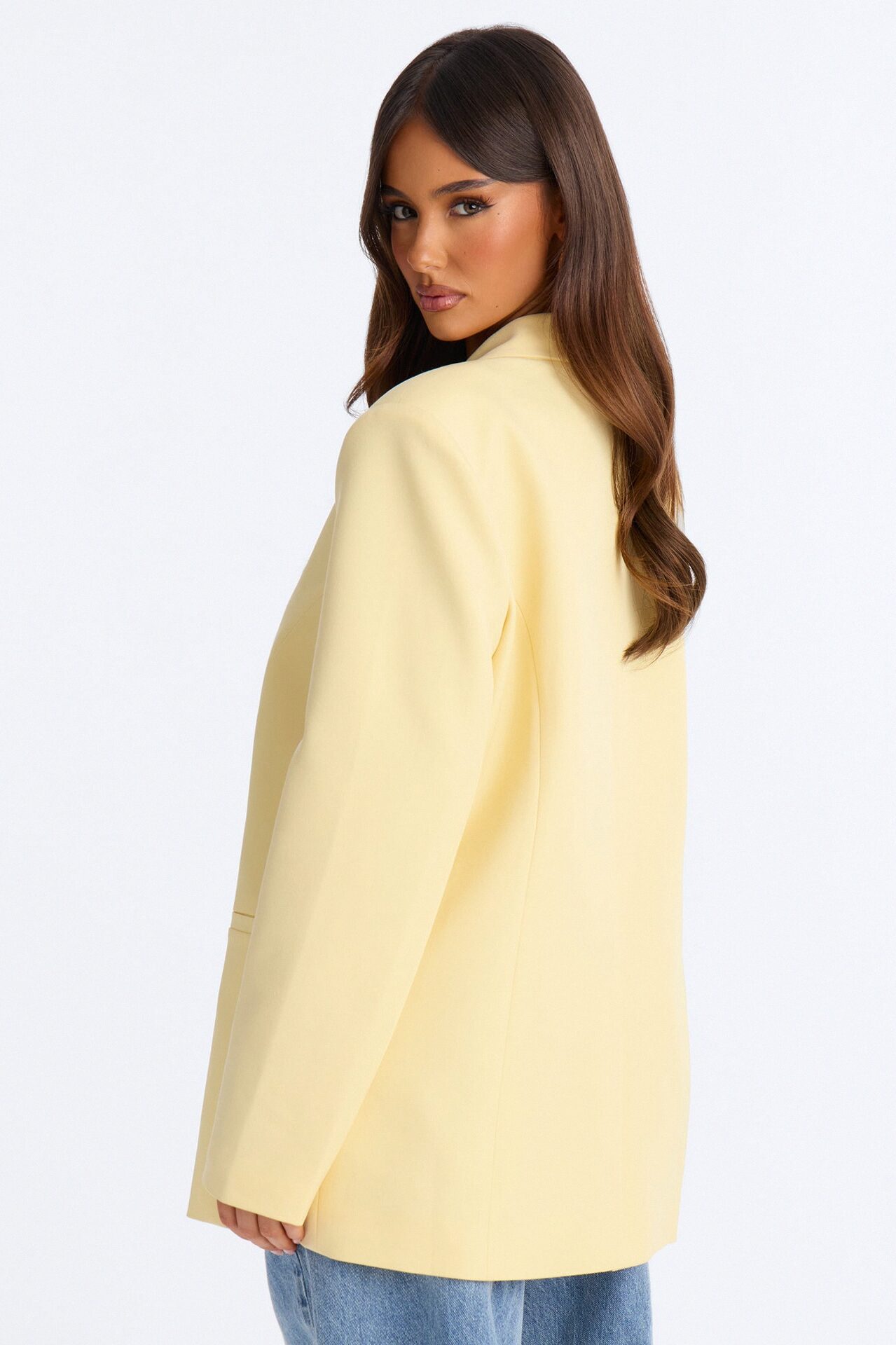 Big Goals Double Breasted Oversized Blazer - Butter Yellow