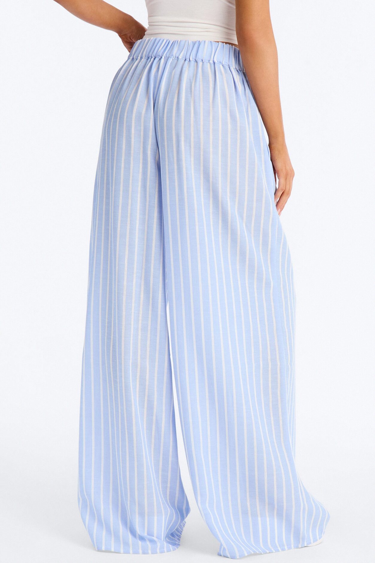 Ella Striped Linen Pant - Blue