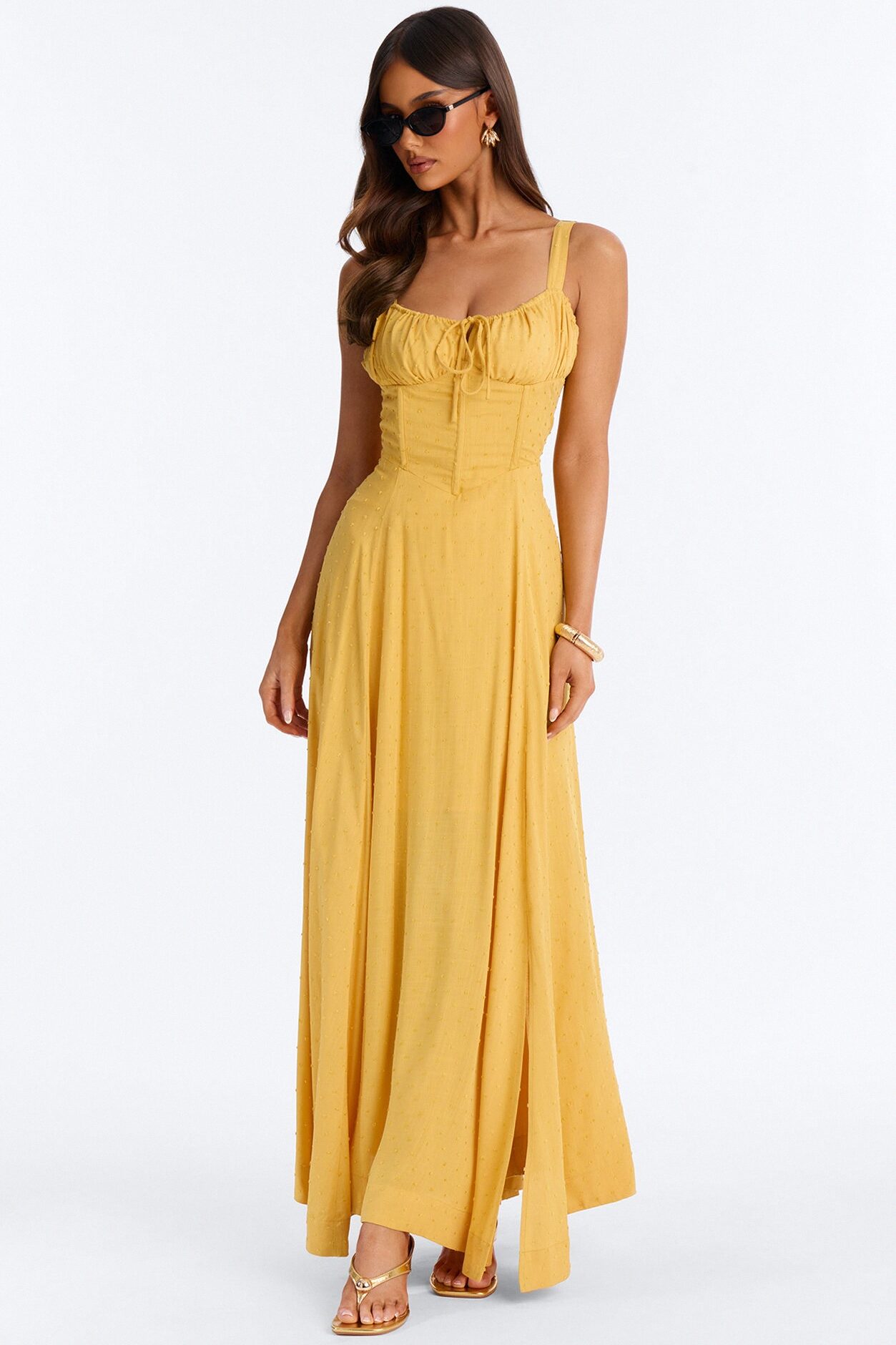 Eyes On Me Linen Maxi Dress - Yellow