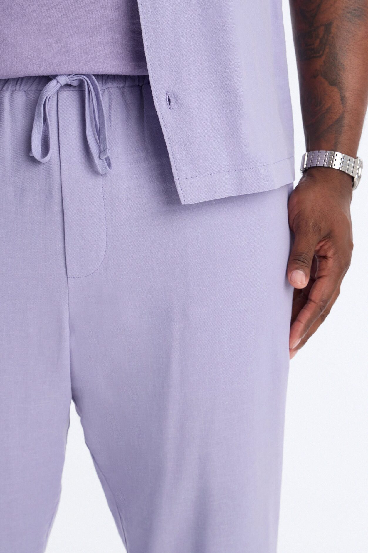 Bahamas Linen Slim Pull On Pants - Lavender