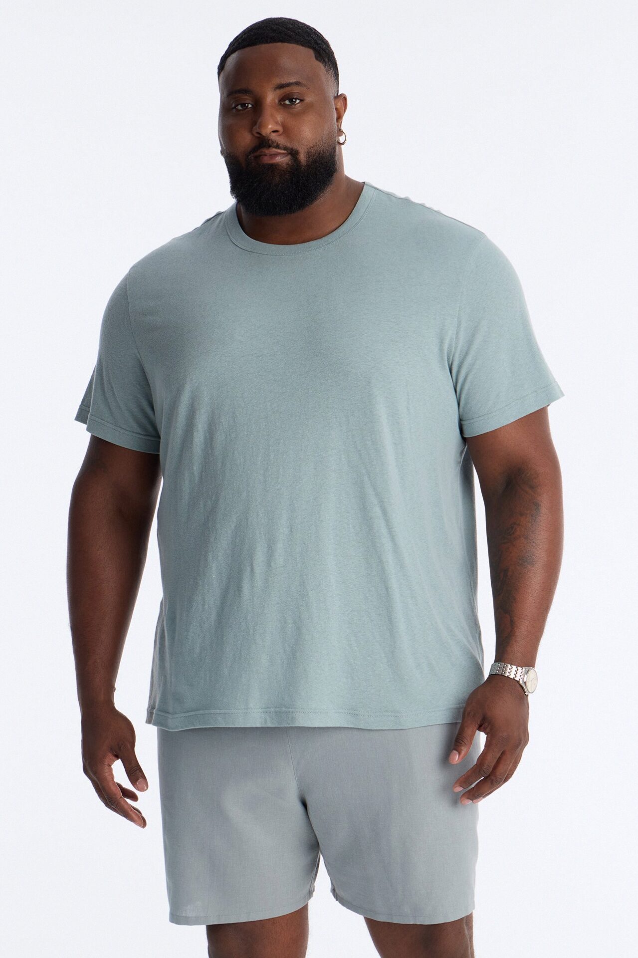 Bahamas Linen Crew Tee - Slate Blue