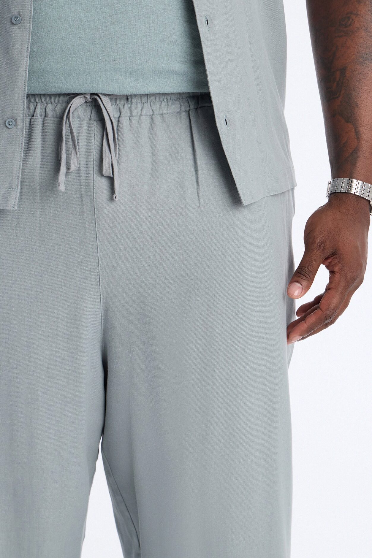 Bahamas Linen Baggy Pull On Pants - Slate Blue