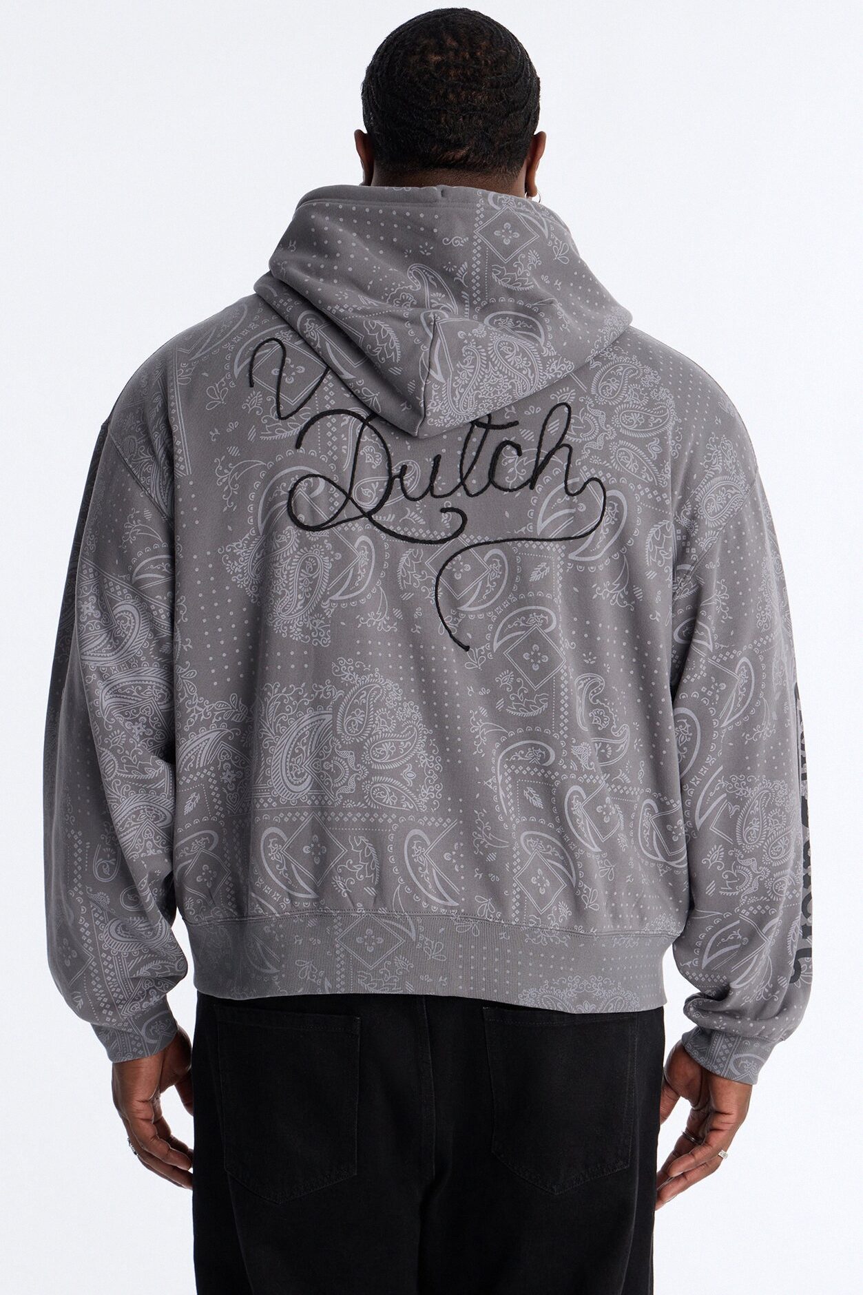 Von Dutch Chain Stitched Zip Up Hoodie - Charcoal