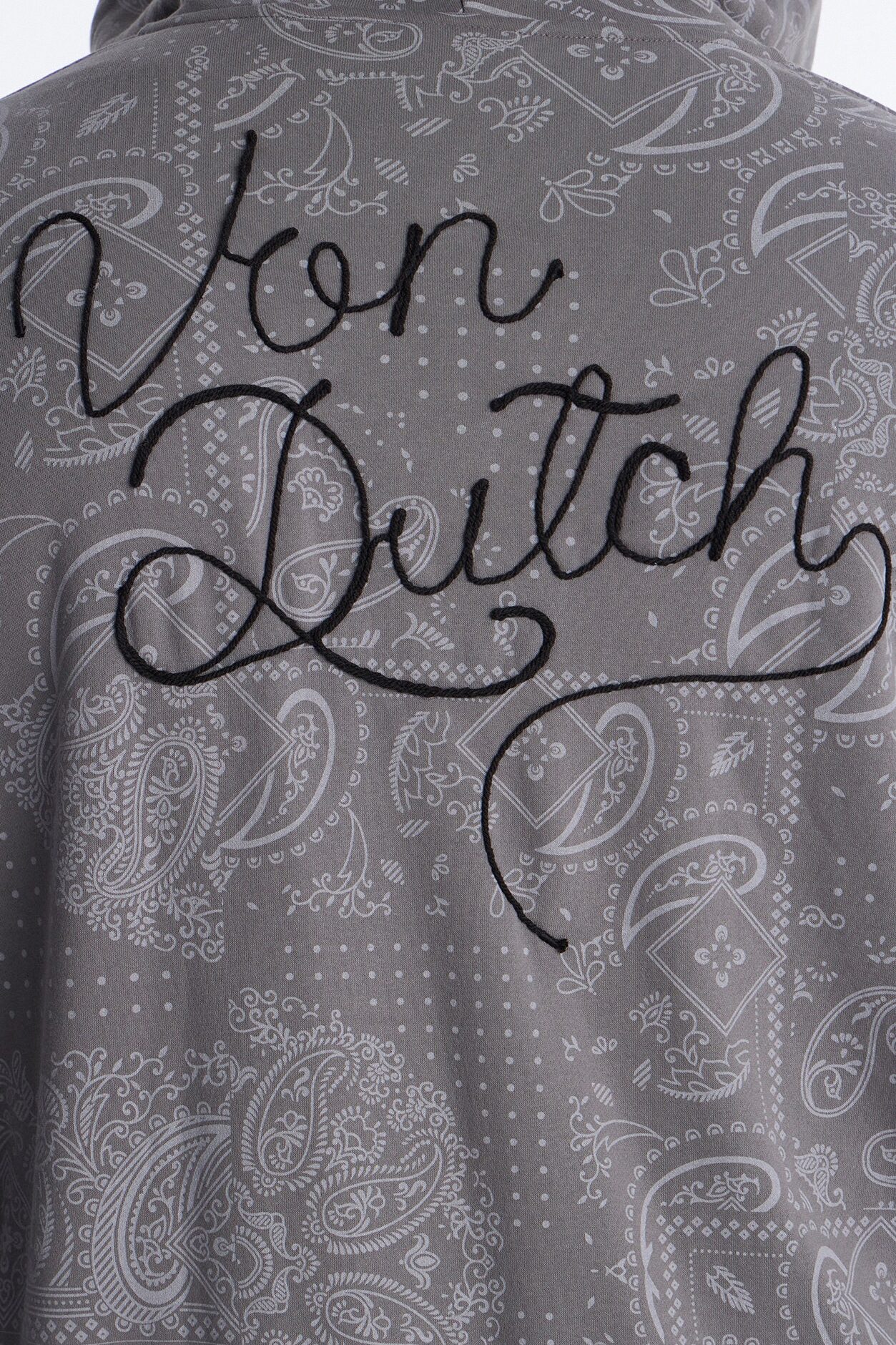 Von Dutch Chain Stitched Zip Up Hoodie - Charcoal