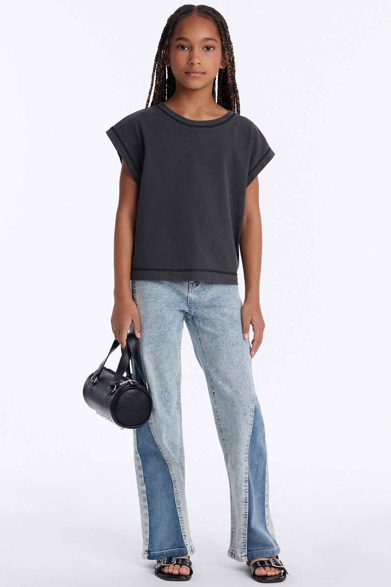 Mini On The Right Track Wide Leg Jeans - Medium Wash