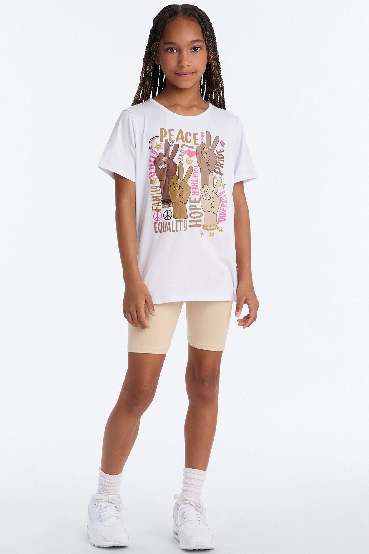 Mini Peace And Equality Bike Short Set - White/combo