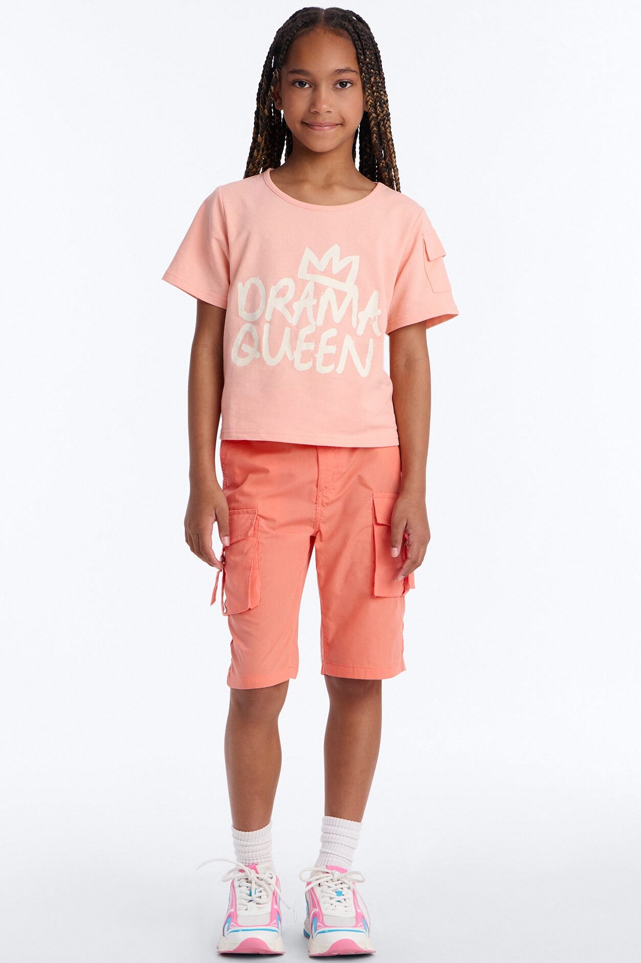 Mini Victoria Cargo Bermuda Shorts - Orange